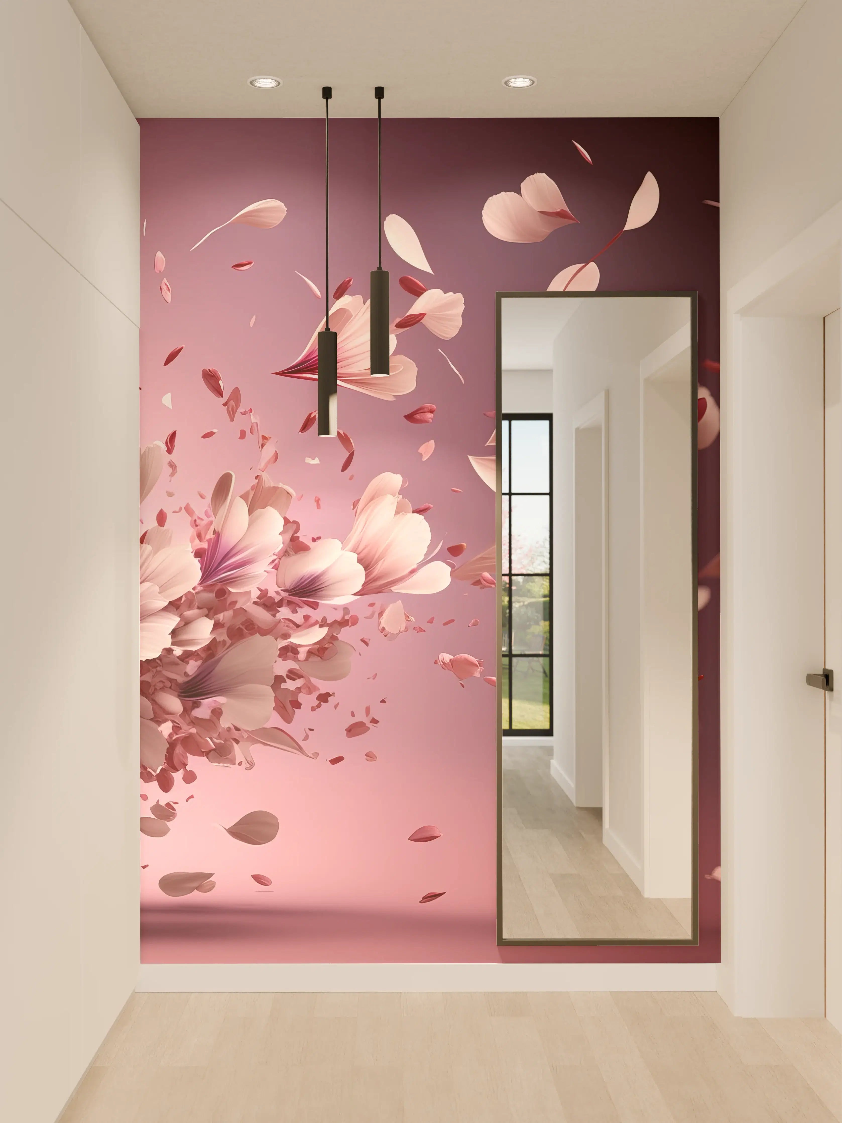 Wandverkleidung Flur - Blumige Explosion in Pink