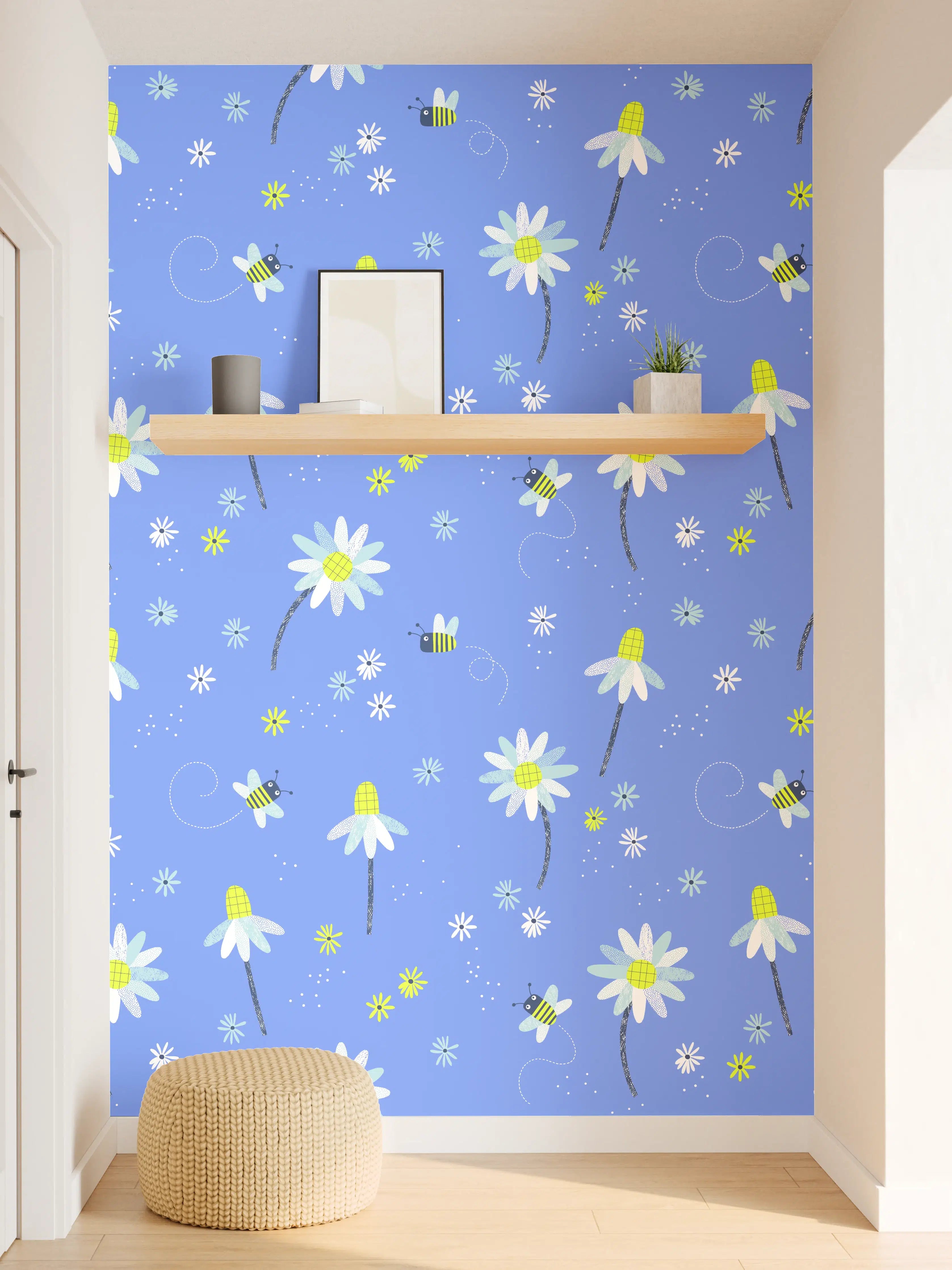 Wandverkleidung Flur - Blumiges Design mit Gänseblümchen
