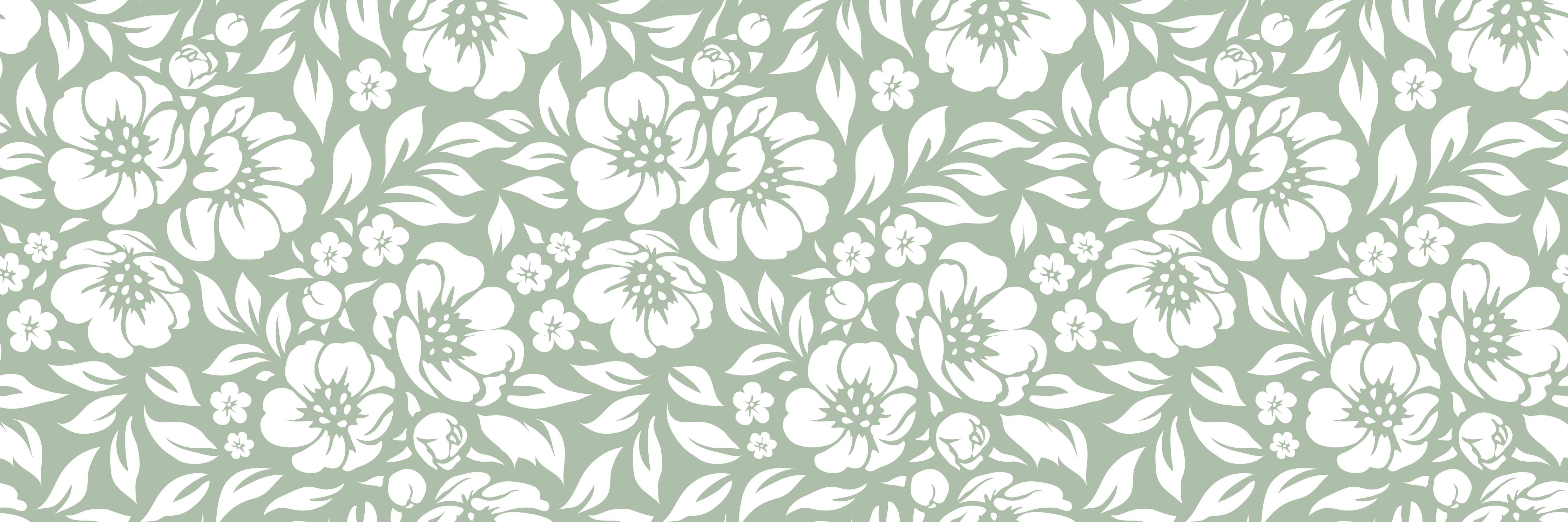 Wandverkleidung Flur-Blumiges Muster in Grau- und Beigetönen