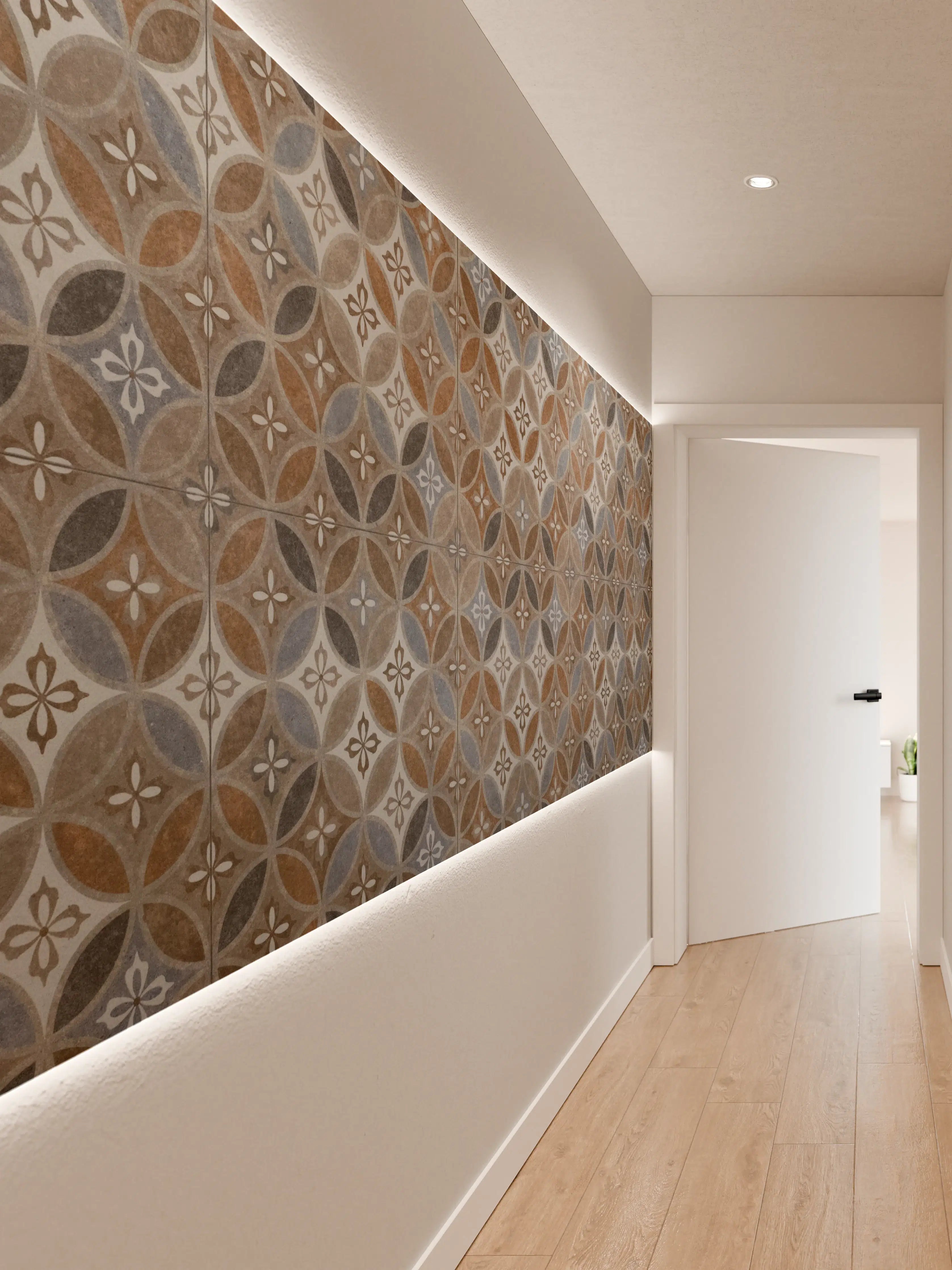Wandverkleidung Flur - Braun-Beiges Vintage Mosaik