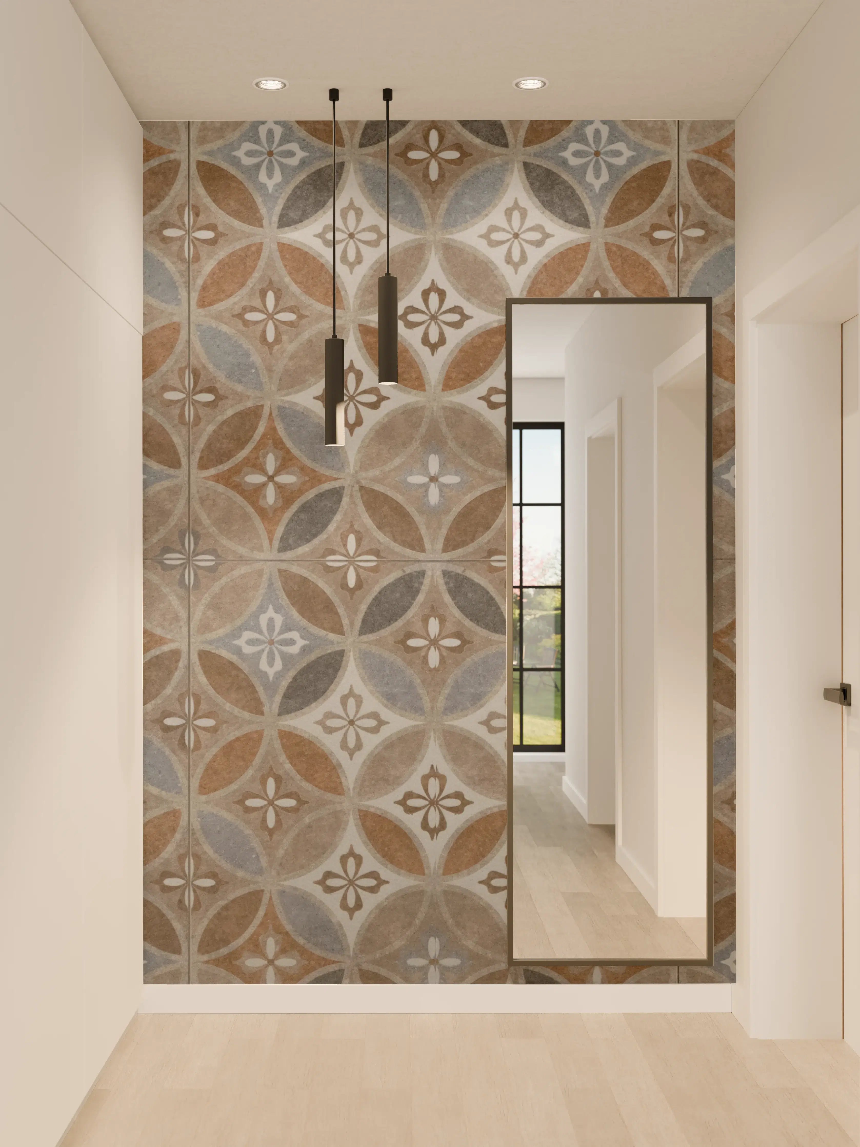 Wandverkleidung Flur - Braun-Beiges Vintage Mosaik