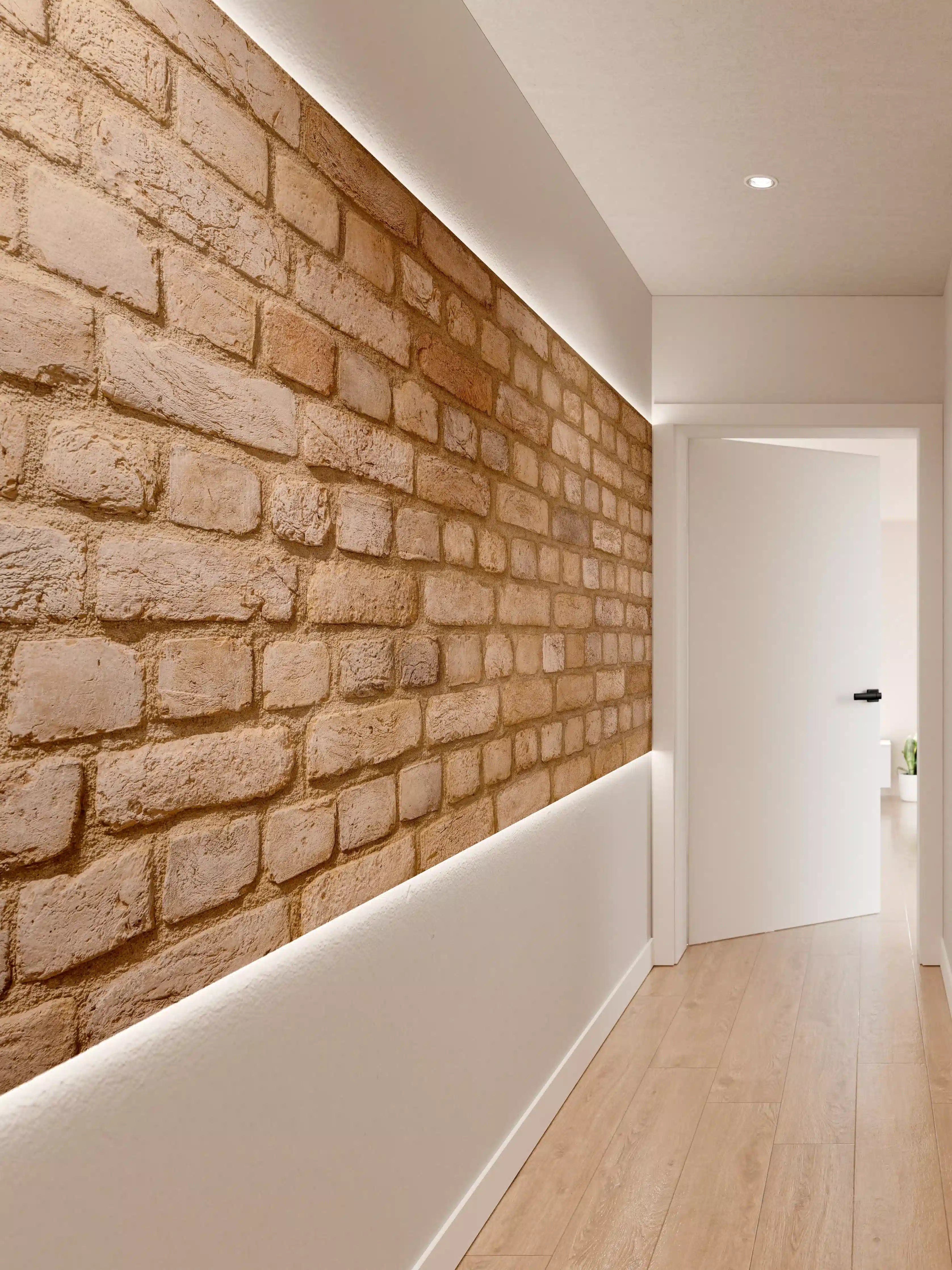 Wandverkleidung Flur - Braune Backsteinmauer Textur
