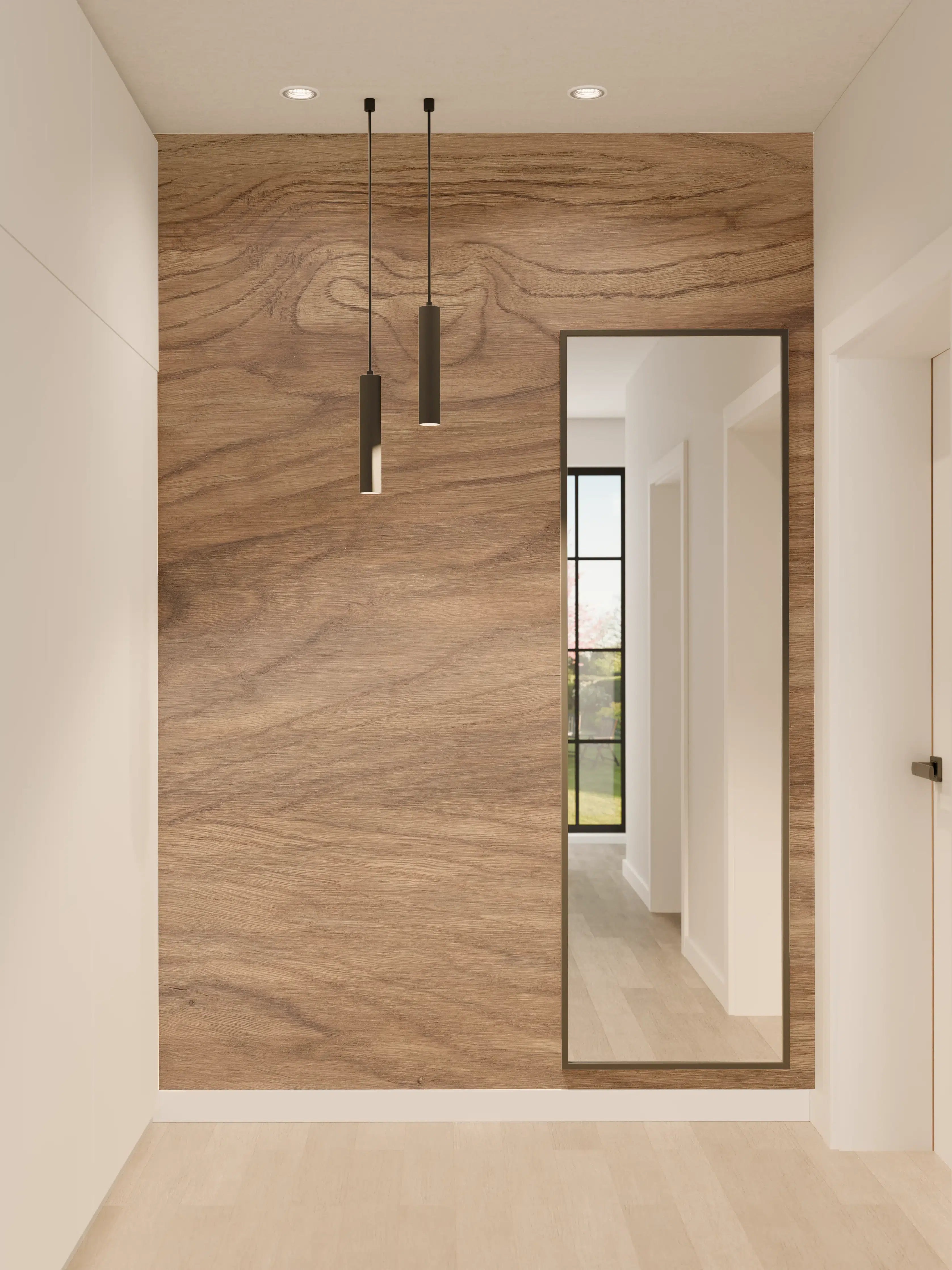 Wandverkleidung Flur - Braune Holz Textur mit Muster