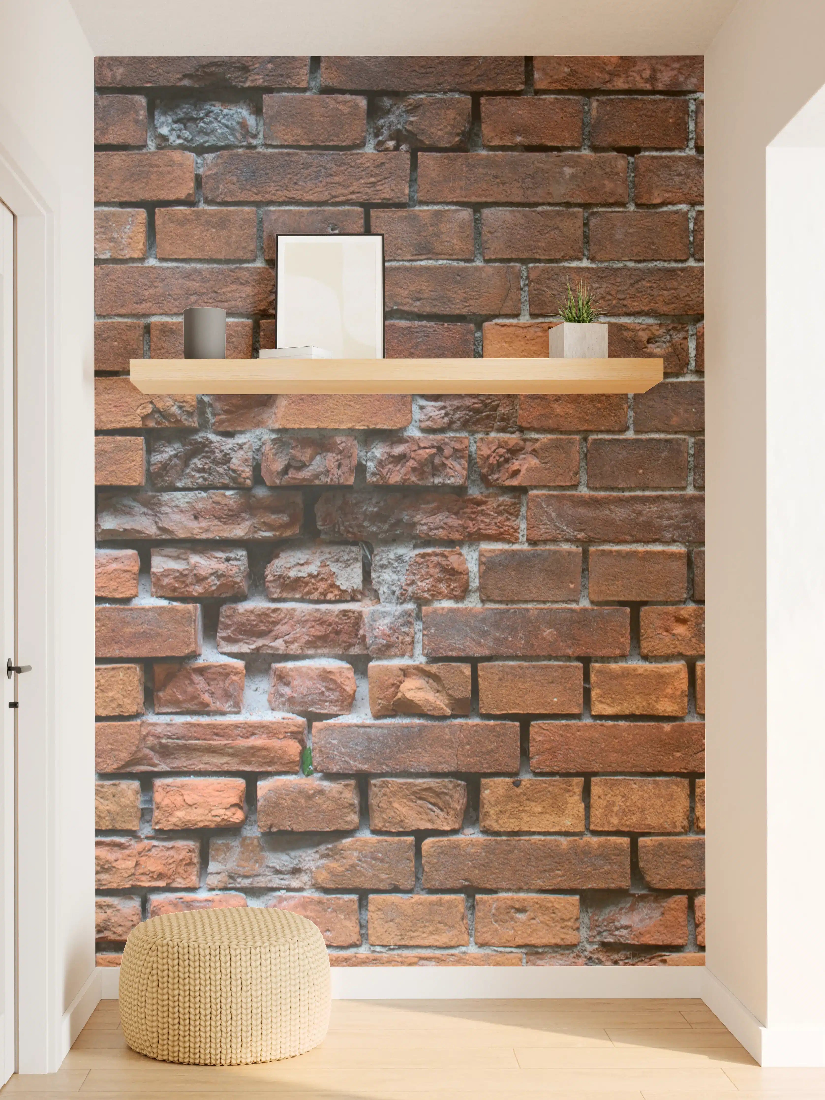 Wandverkleidung Flur - Braune kaputte Ziegelsteinwand