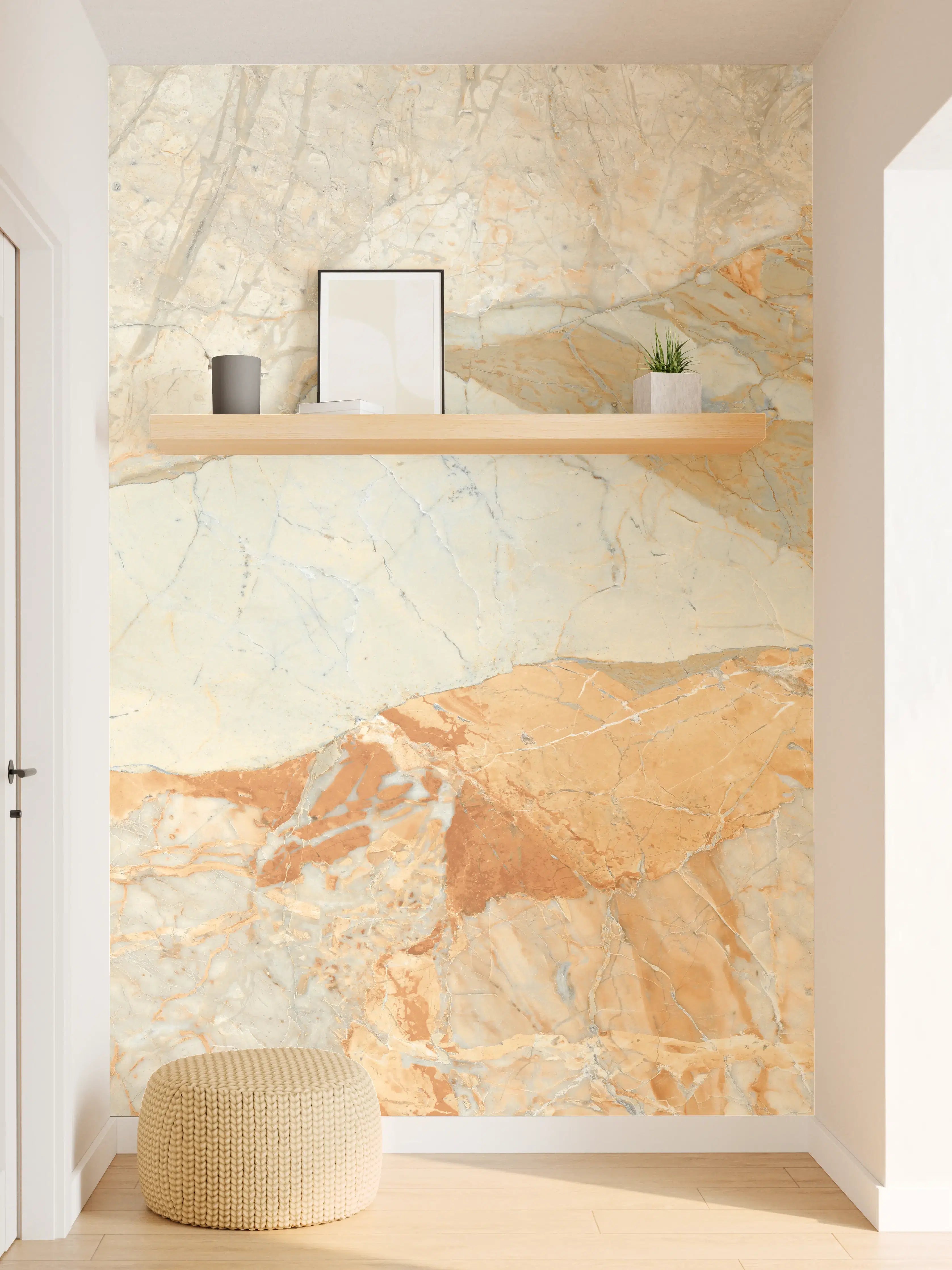 Wandverkleidung Flur - Brauner Marmor mit Adern