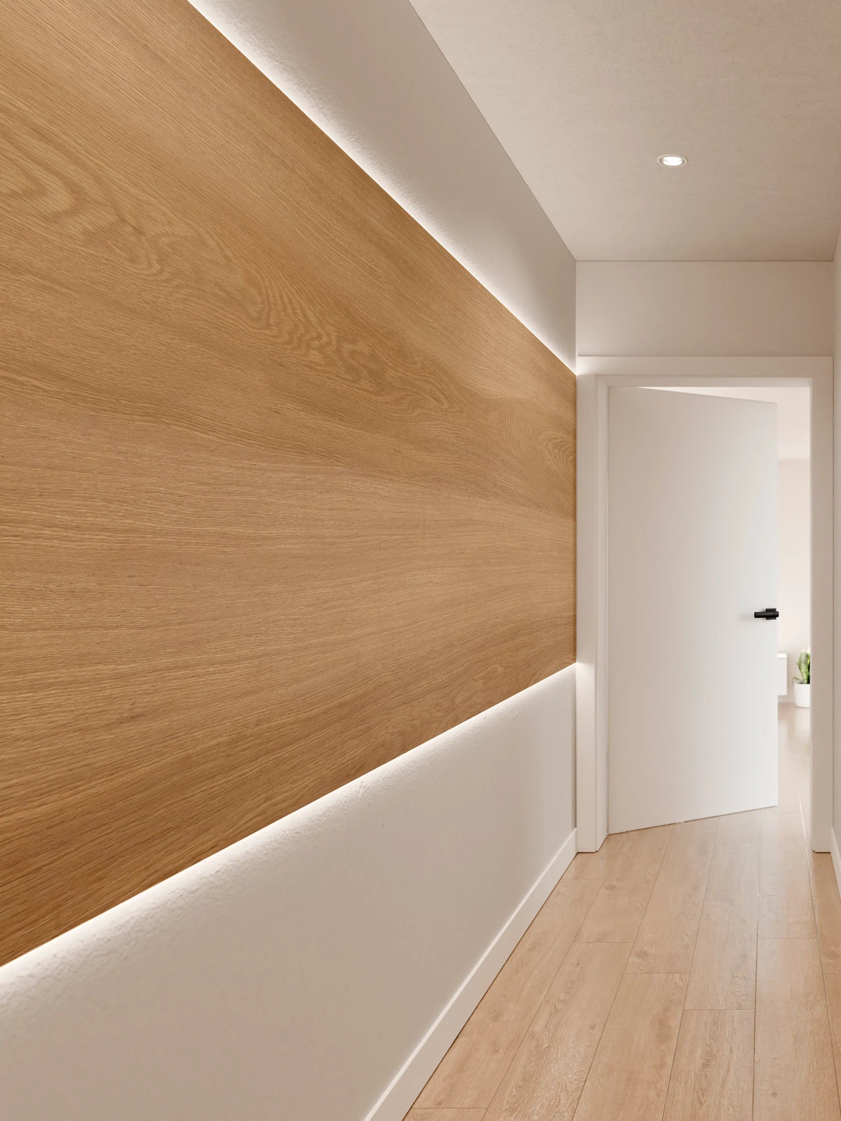 Wandverkleidung Flur - Braunes Holzfliesen Muster