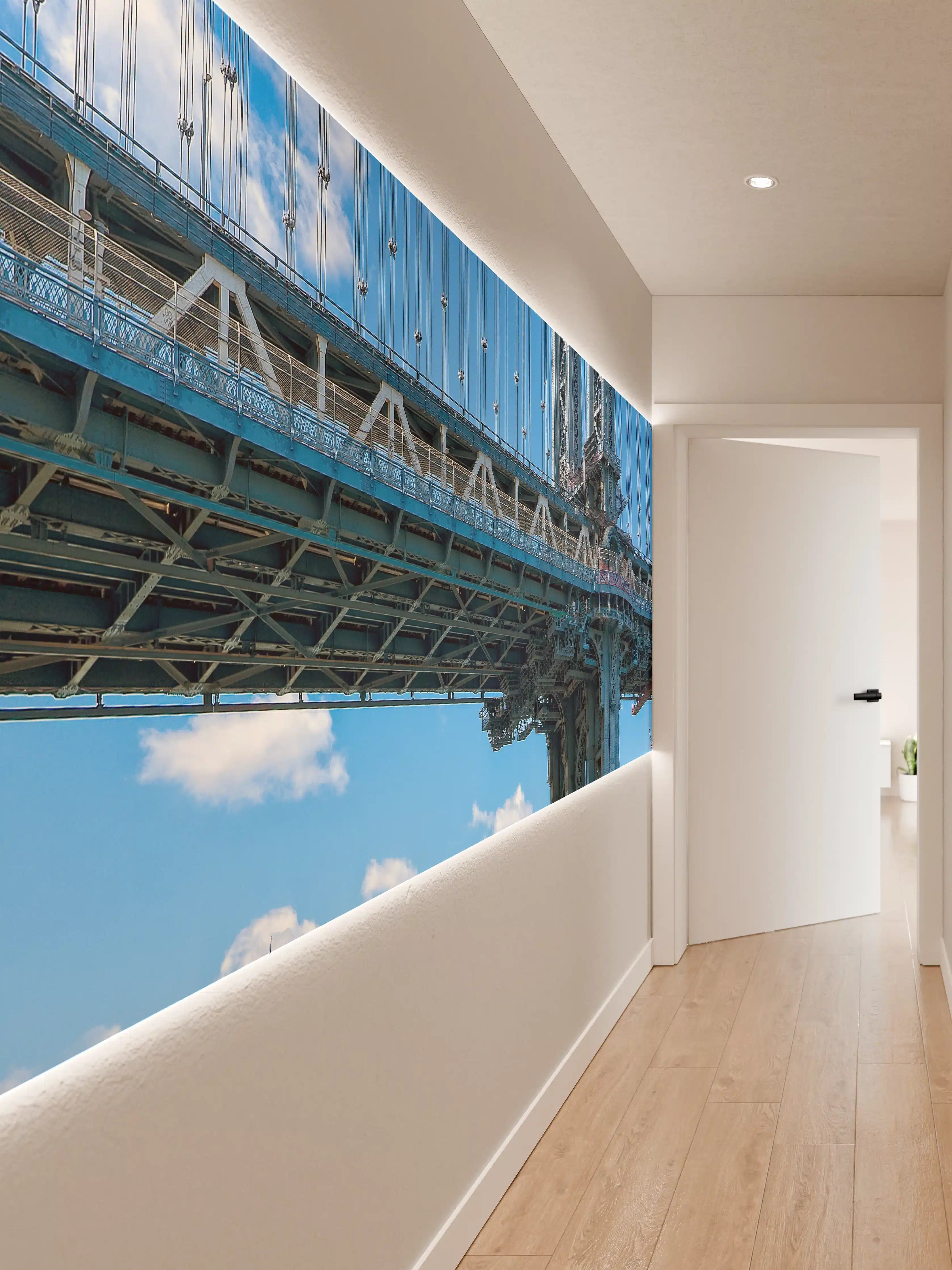 Wandverkleidung Flur - Brücke in Manhattan bei strahlendem Himmel