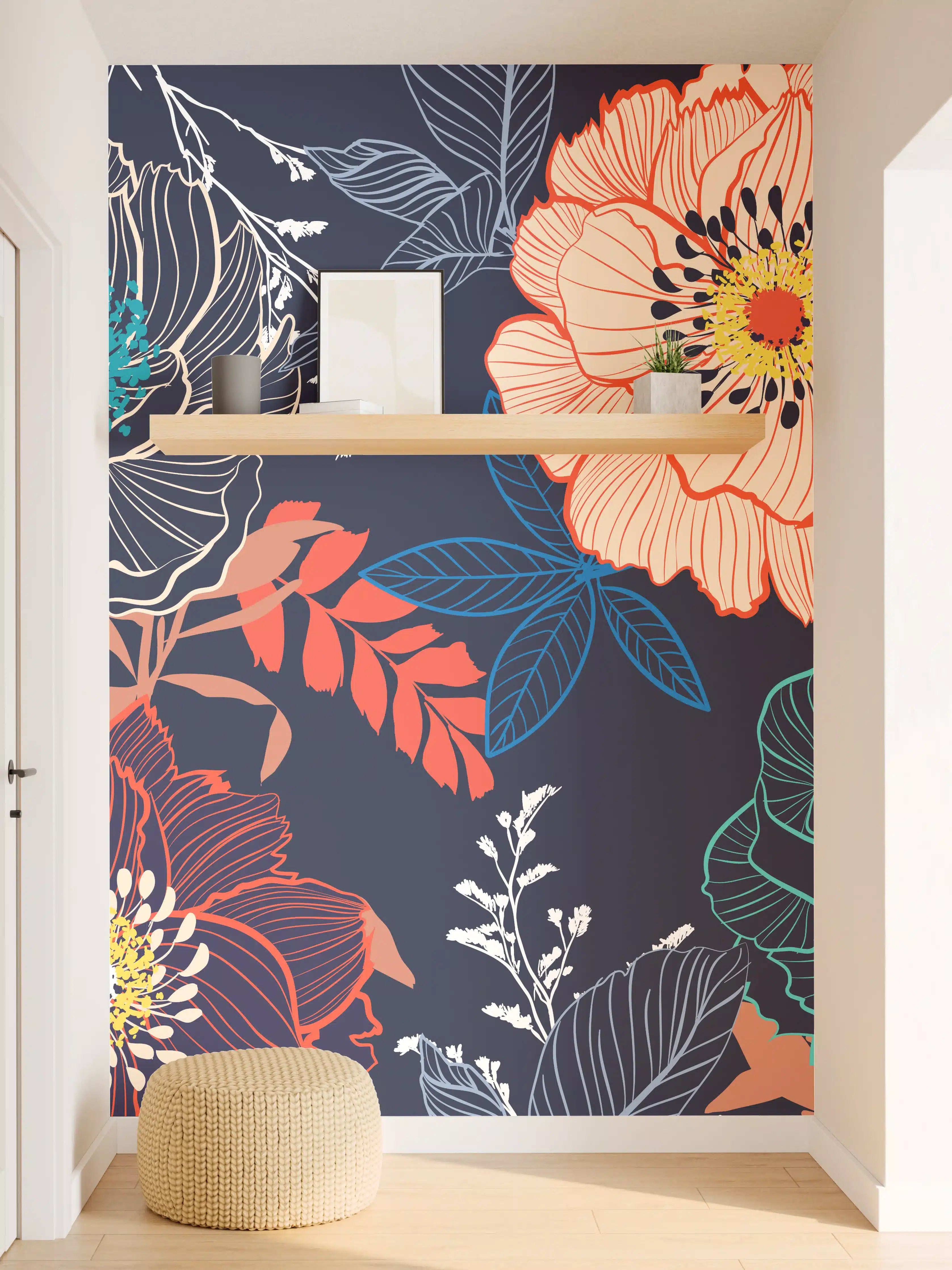 Wandverkleidung Flur - Bunte Blumenkunst