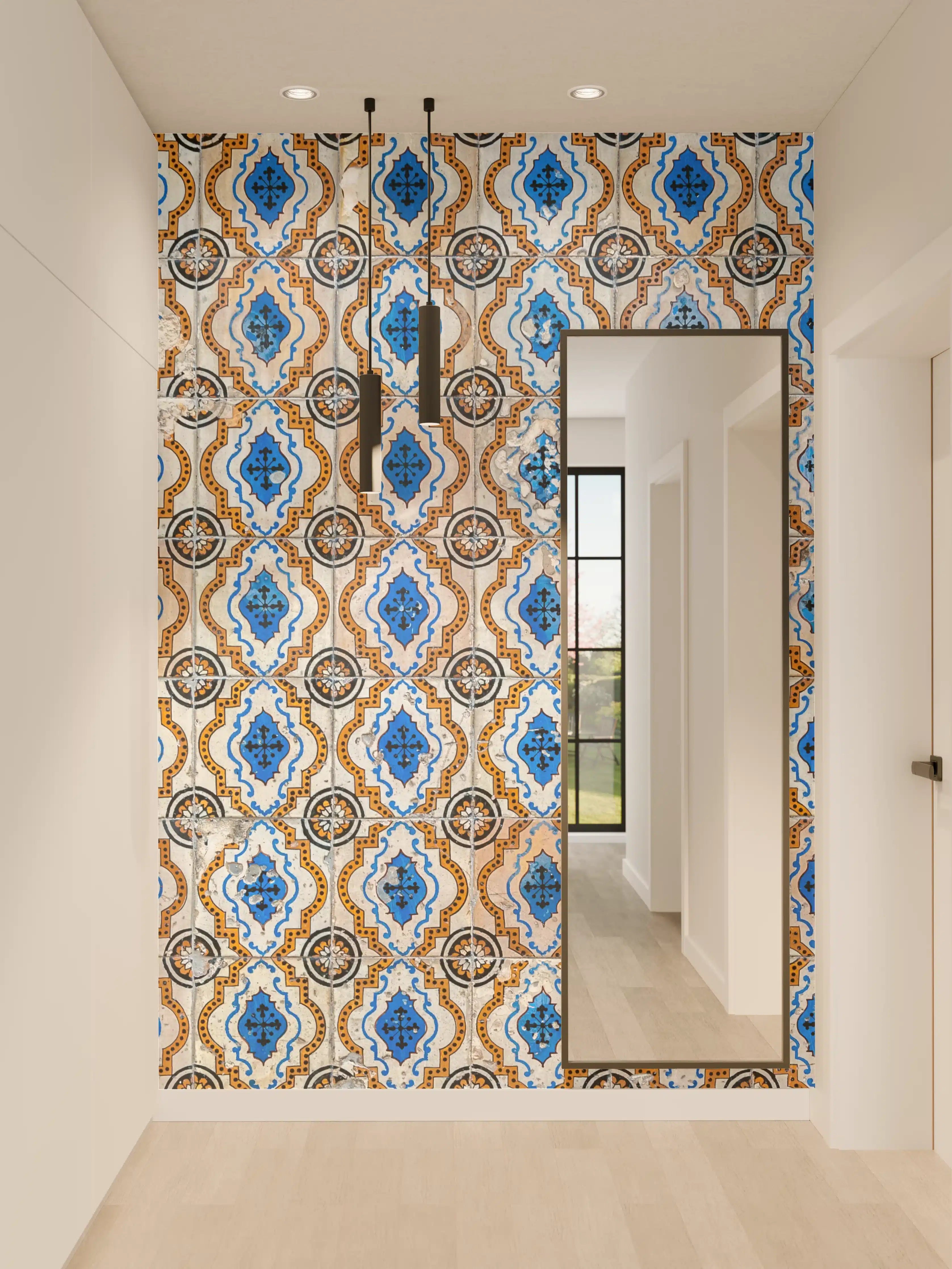 Wandverkleidung Flur - Bunte Dekorfliesen im traditionellen Stil