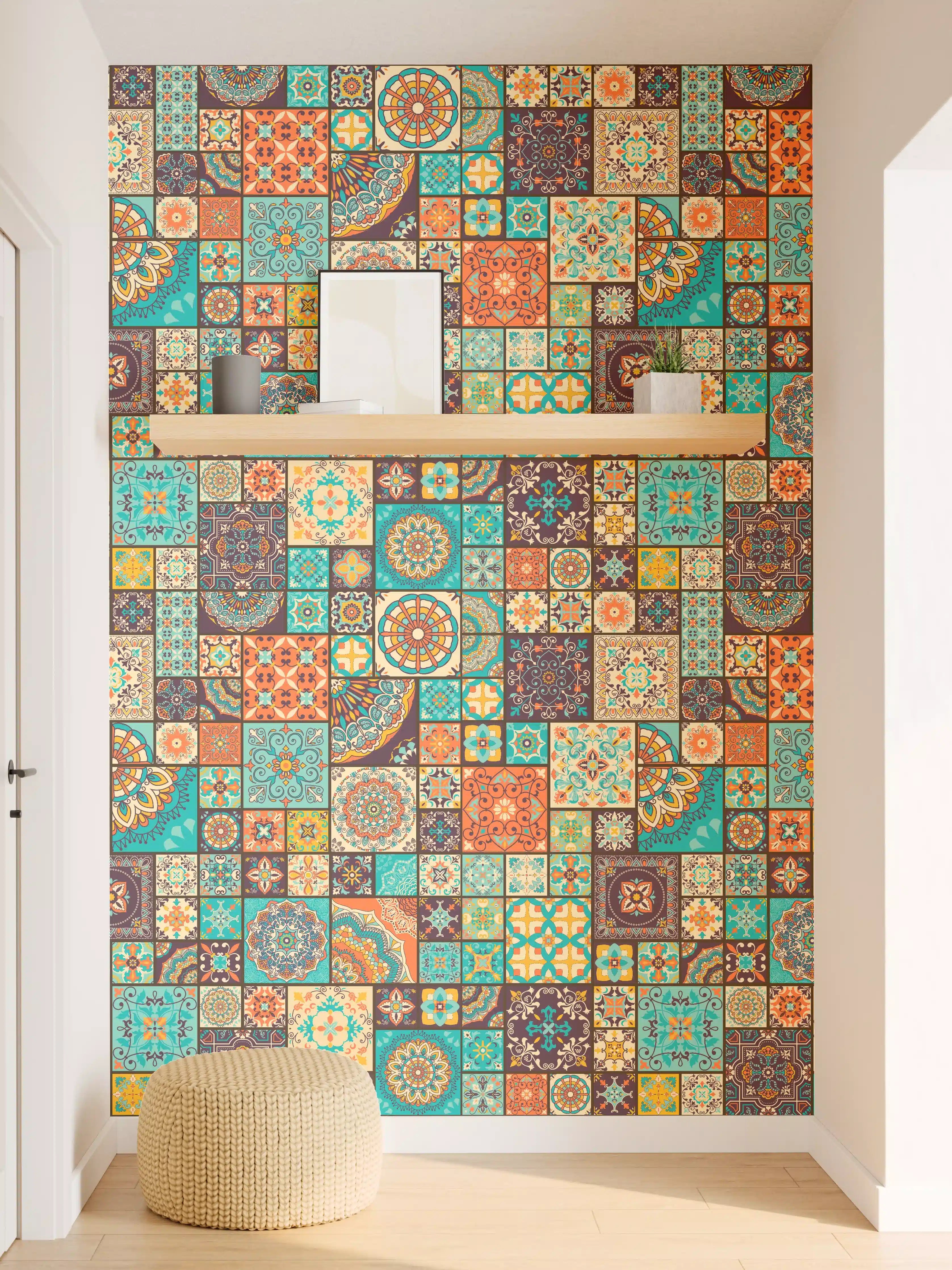 Wandverkleidung Flur - Bunte Fliesenmuster – Dekoratives Mosaikdesign