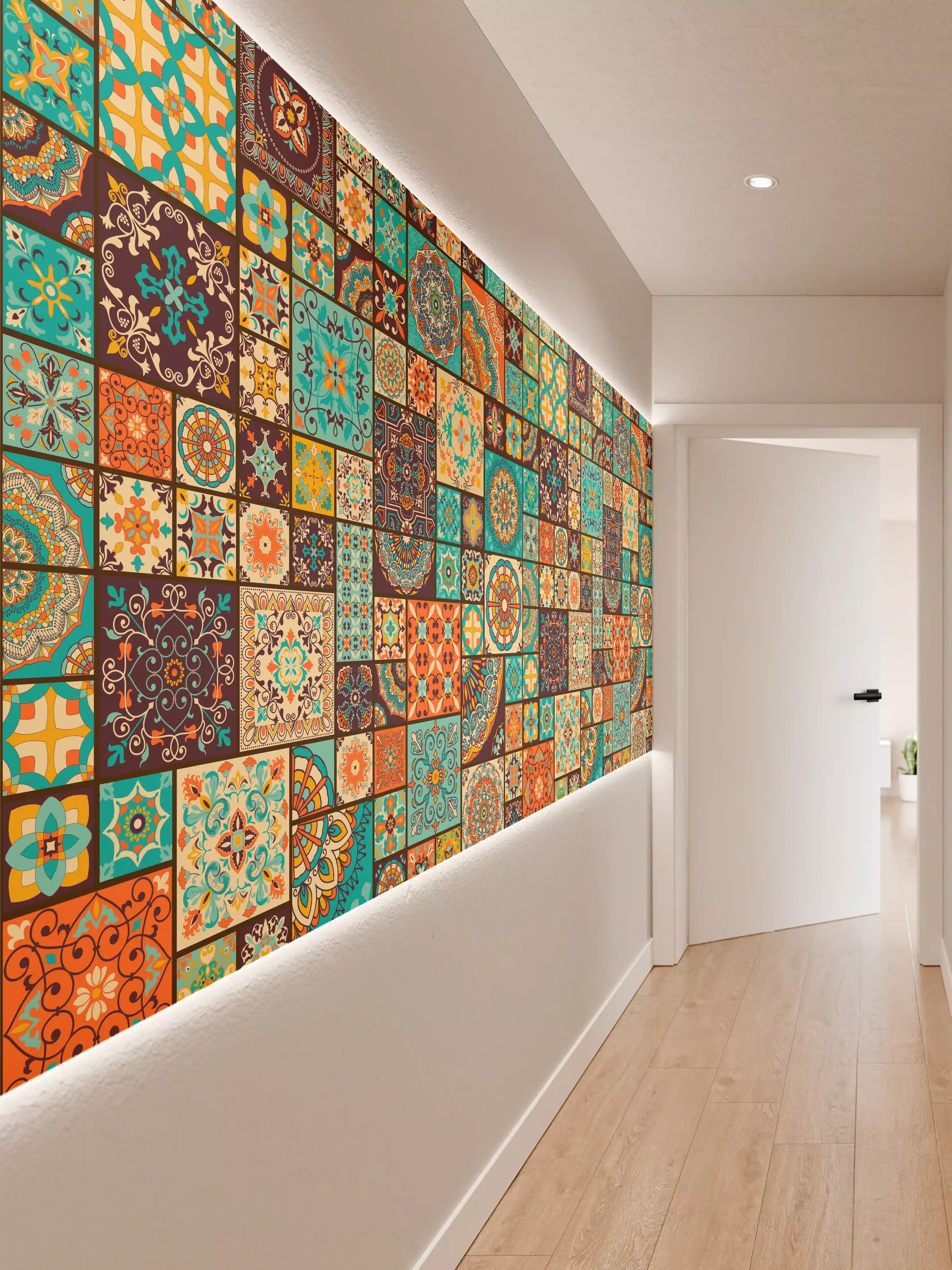 Wandverkleidung Flur - Bunte Fliesenmuster – Dekoratives Mosaikdesign