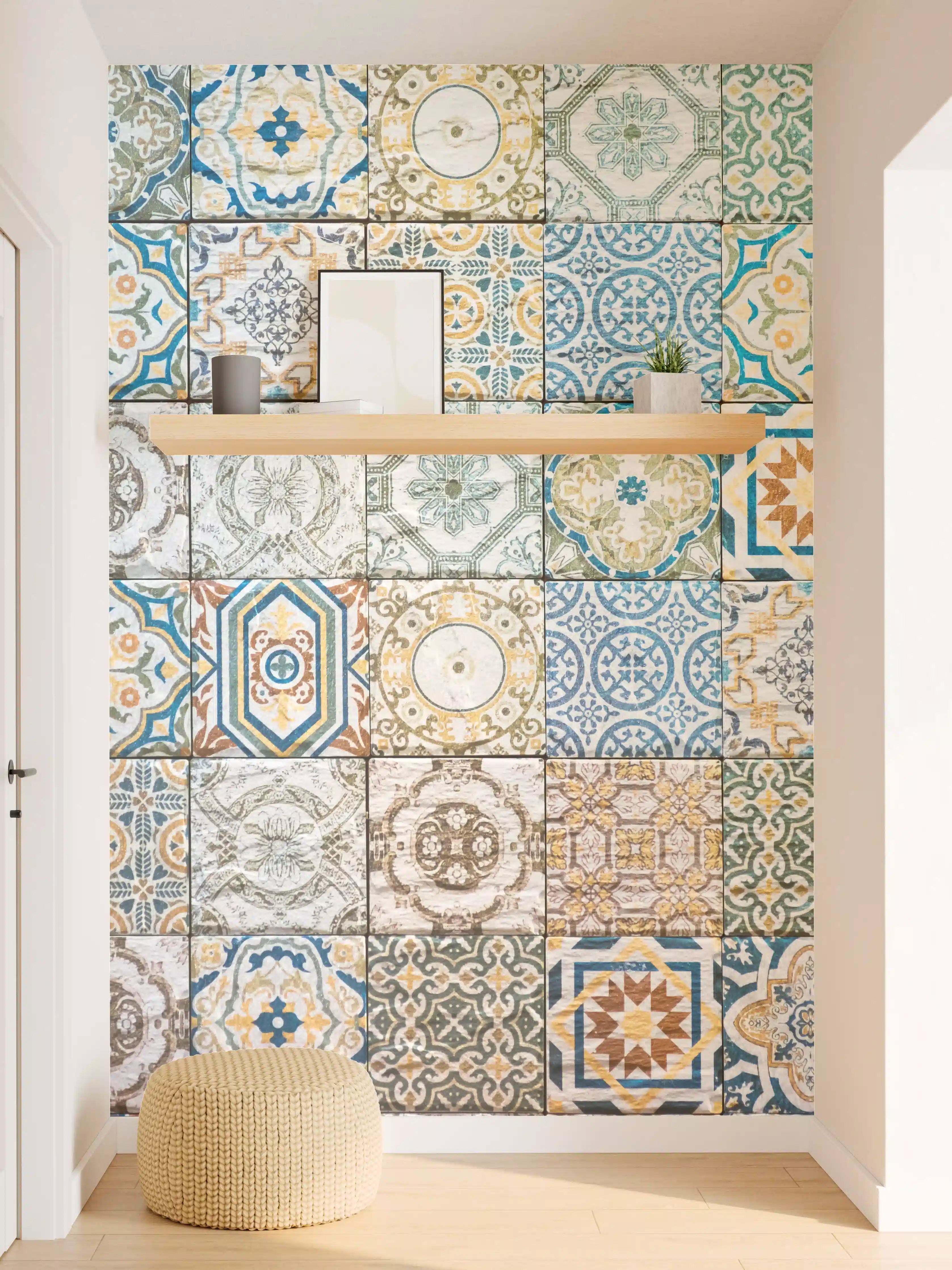 Wandverkleidung Flur - Bunte Fliesenmuster im Mix