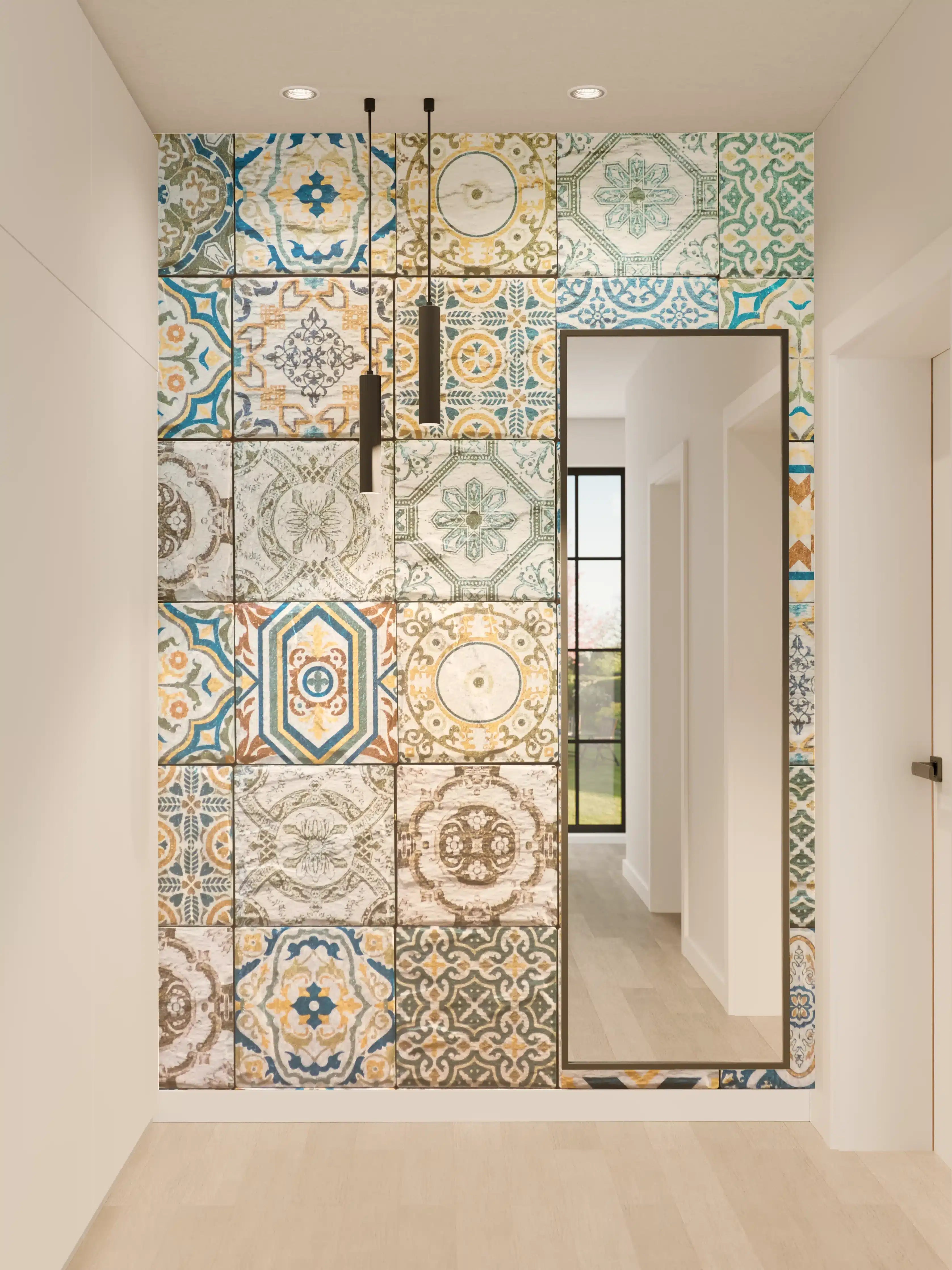 Wandverkleidung Flur - Bunte Fliesenmuster im Mix