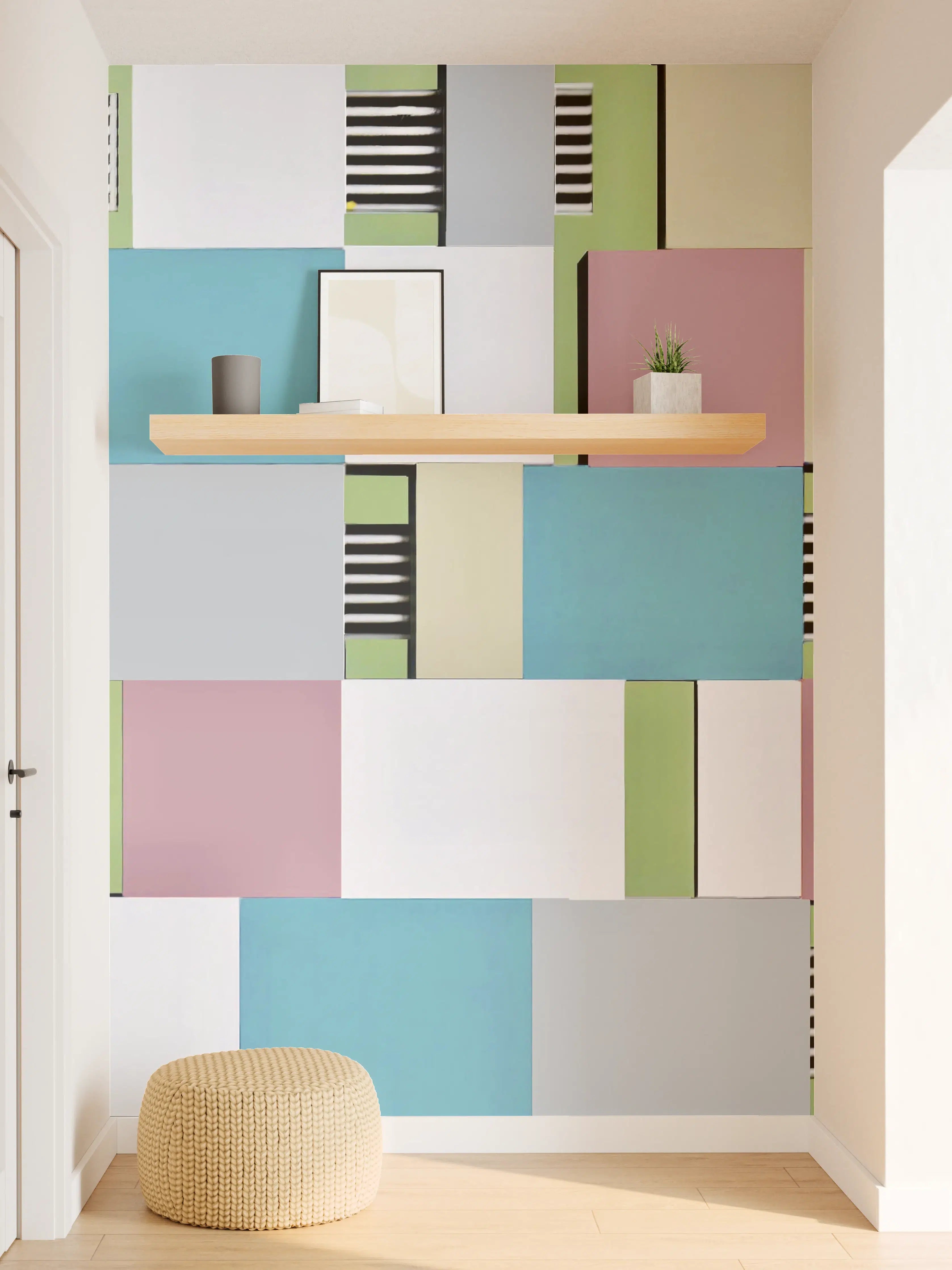 Wandverkleidung Flur - Bunte Geometrische Fassadenkunst