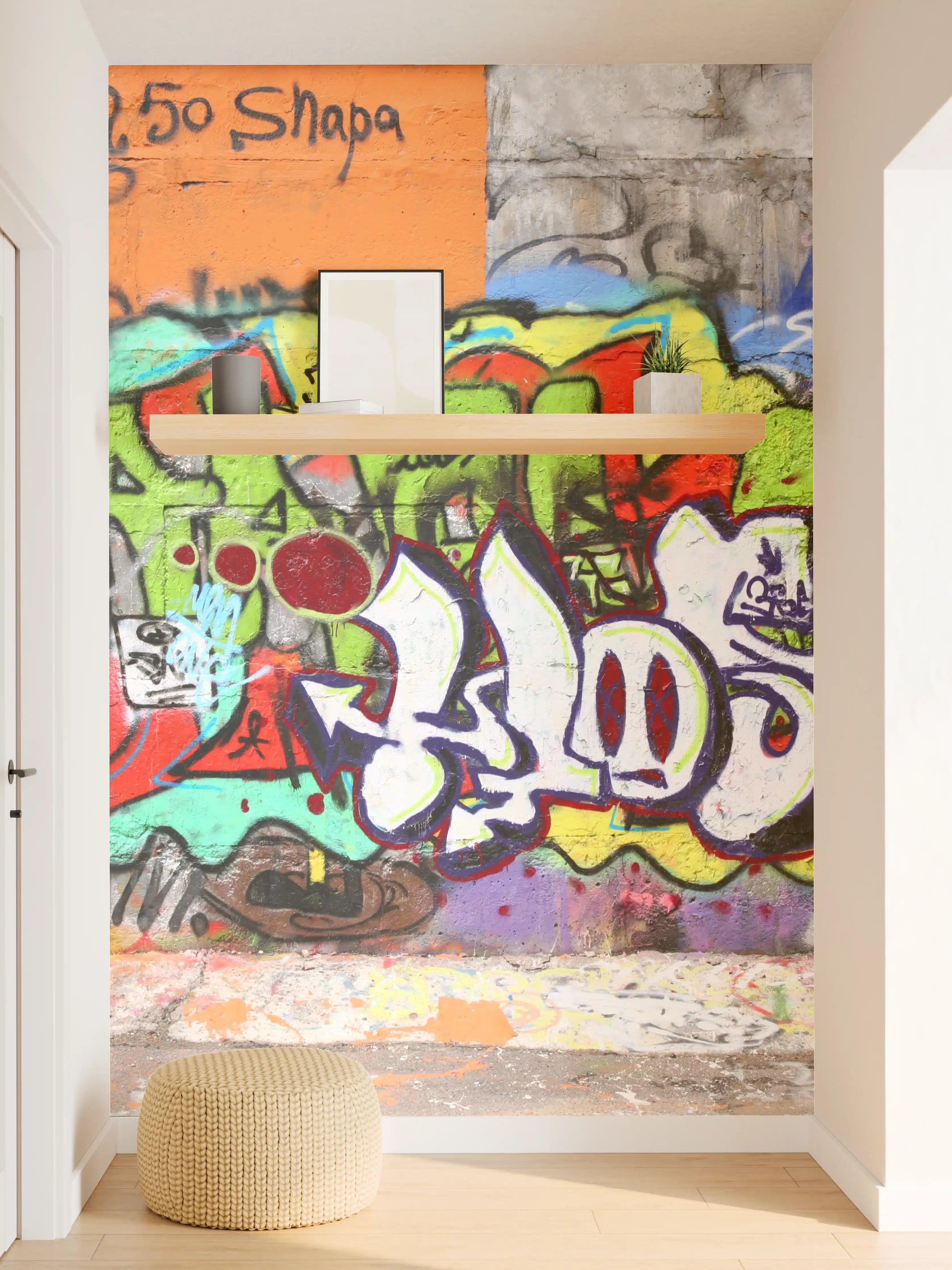 Wandverkleidung Flur - Bunte Graffiti-Kunst Wand
