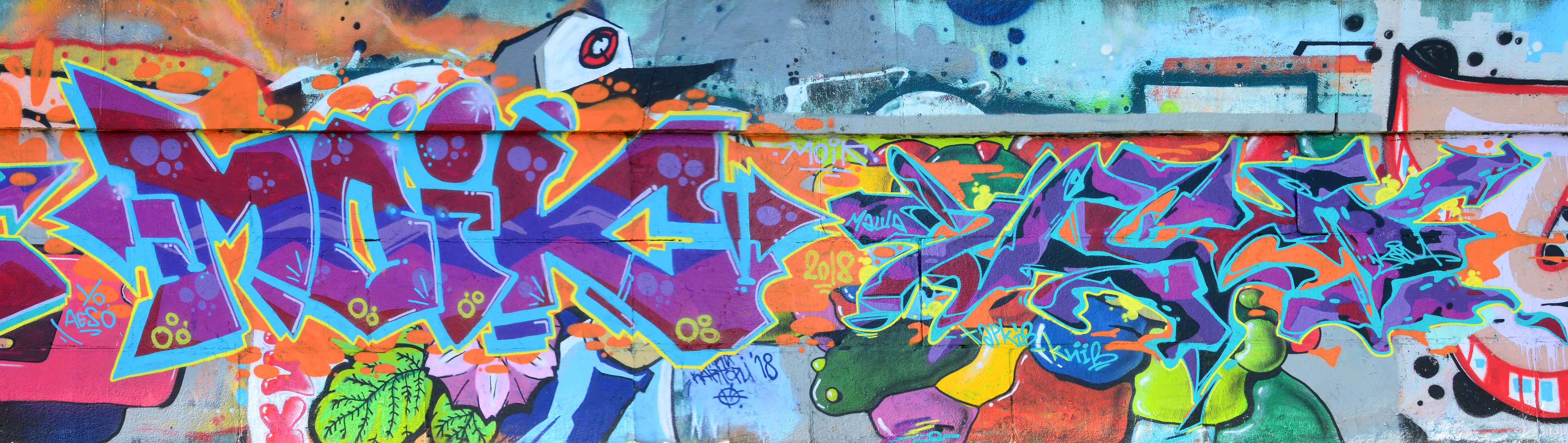 Wandverkleidung Flur-Bunte Graffiti-Wandkunst