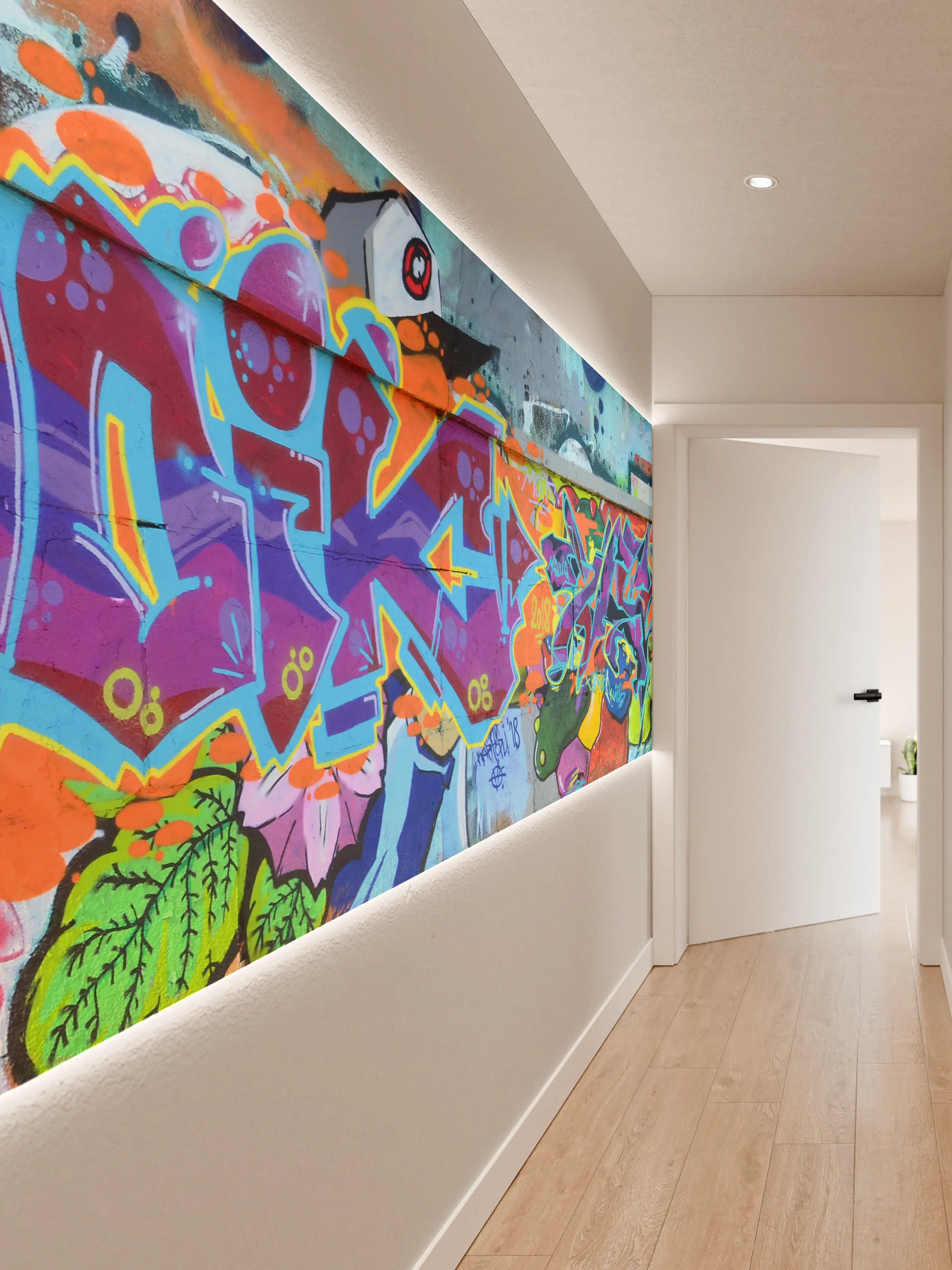 Wandverkleidung Flur - Bunte Graffiti-Wandkunst