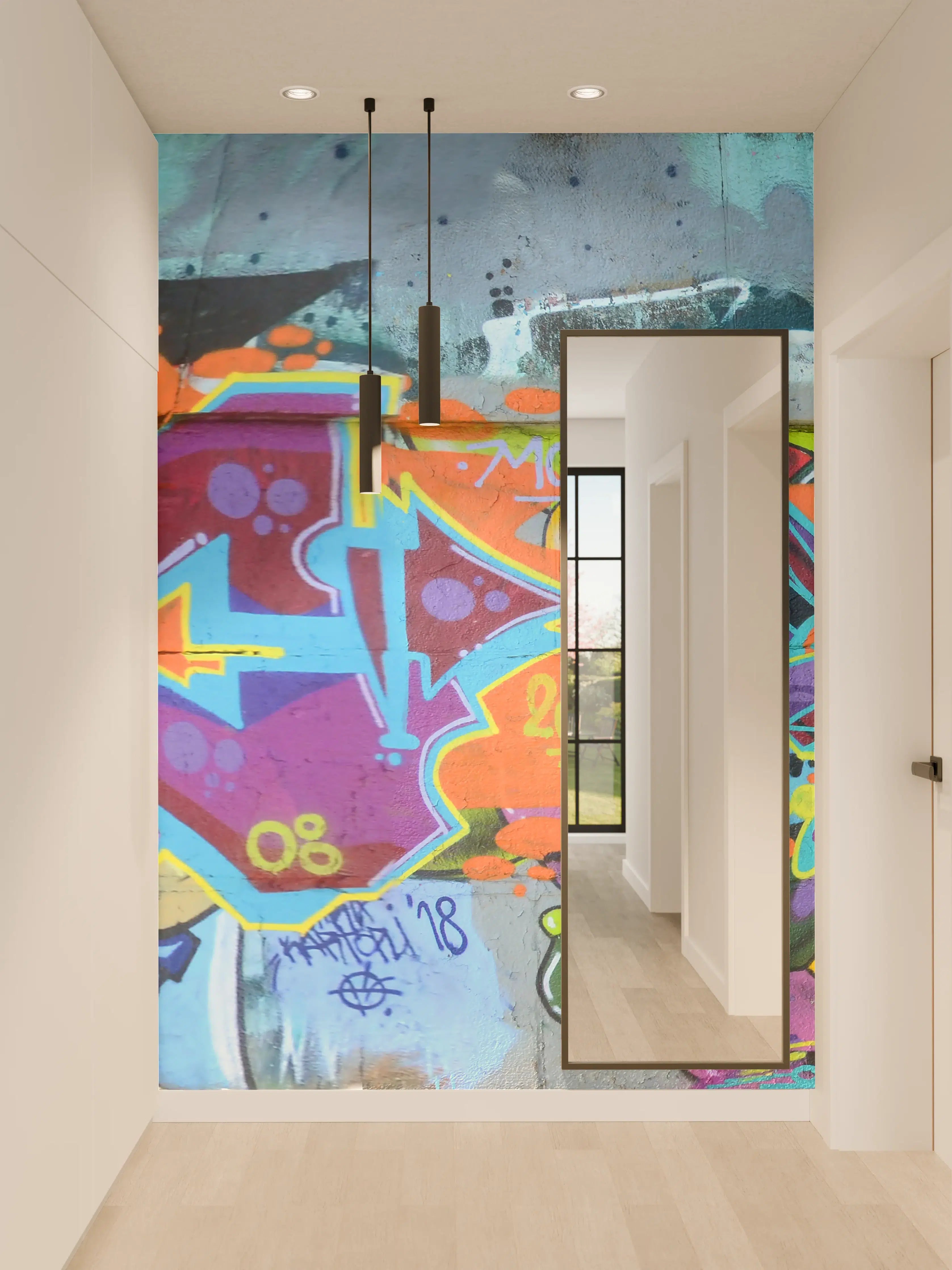 Wandverkleidung Flur - Bunte Graffiti-Wandkunst