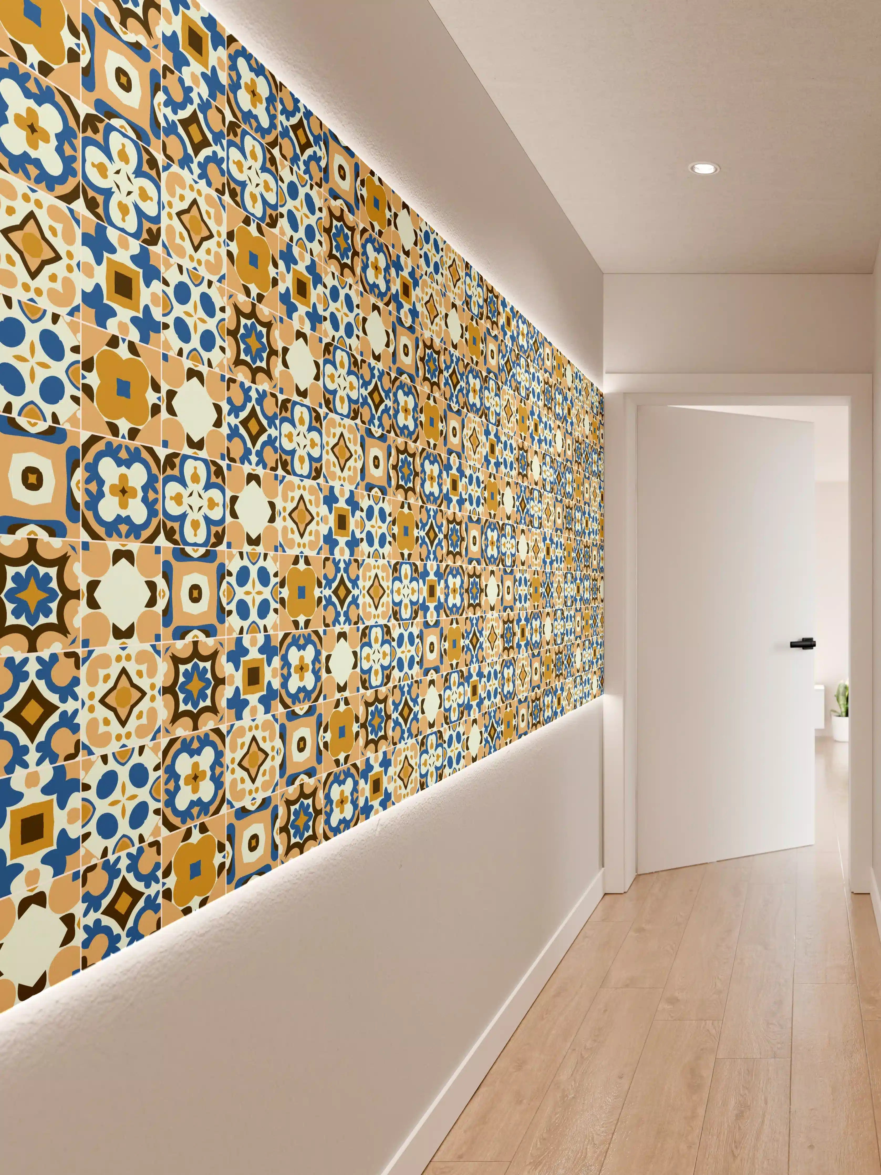 Wandverkleidung Flur - Bunte Mosaikfliesen im detailreichen Design