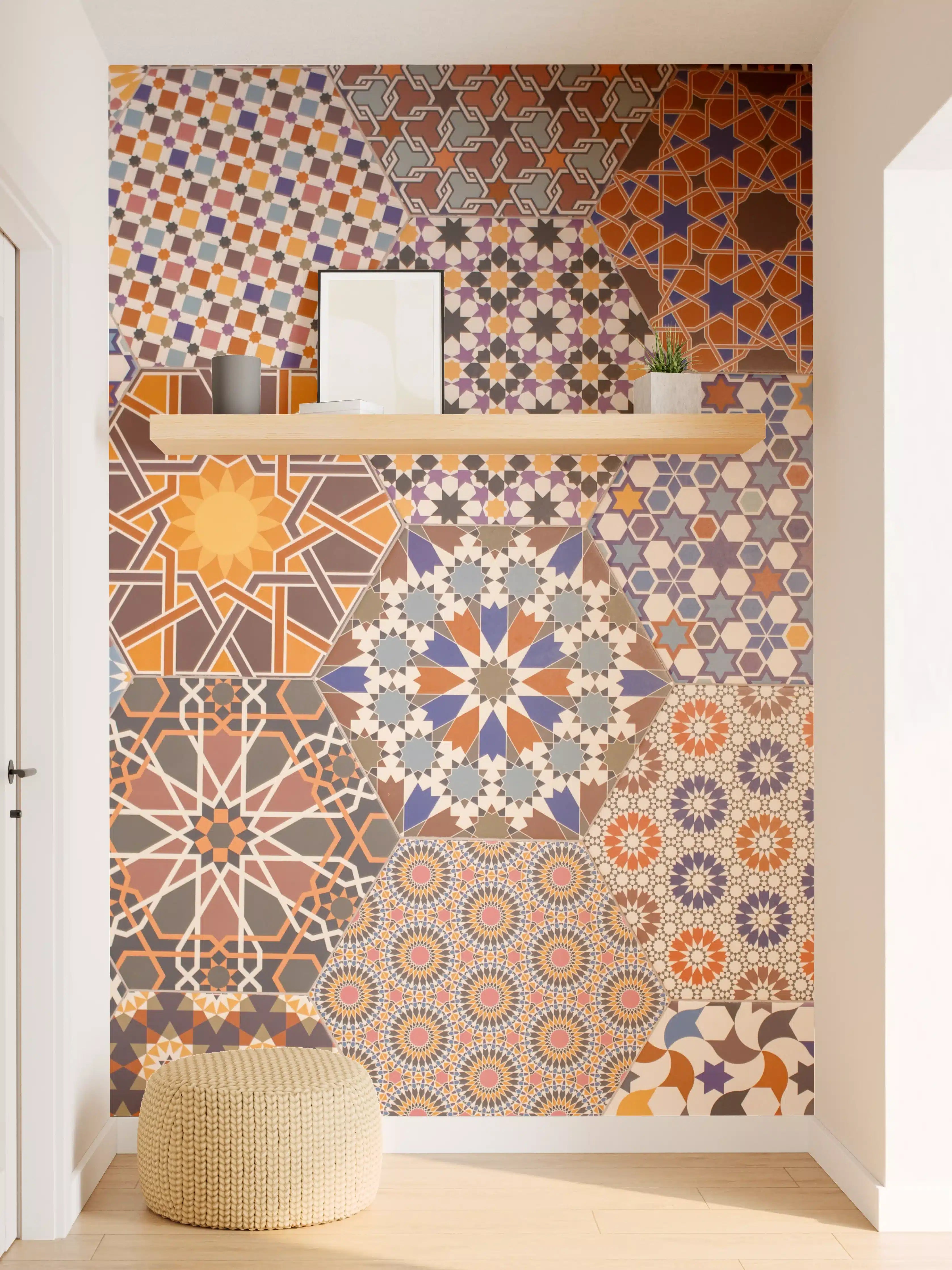 Wandverkleidung Flur - Bunte Mosaikfliesen mit arabischen Mustern