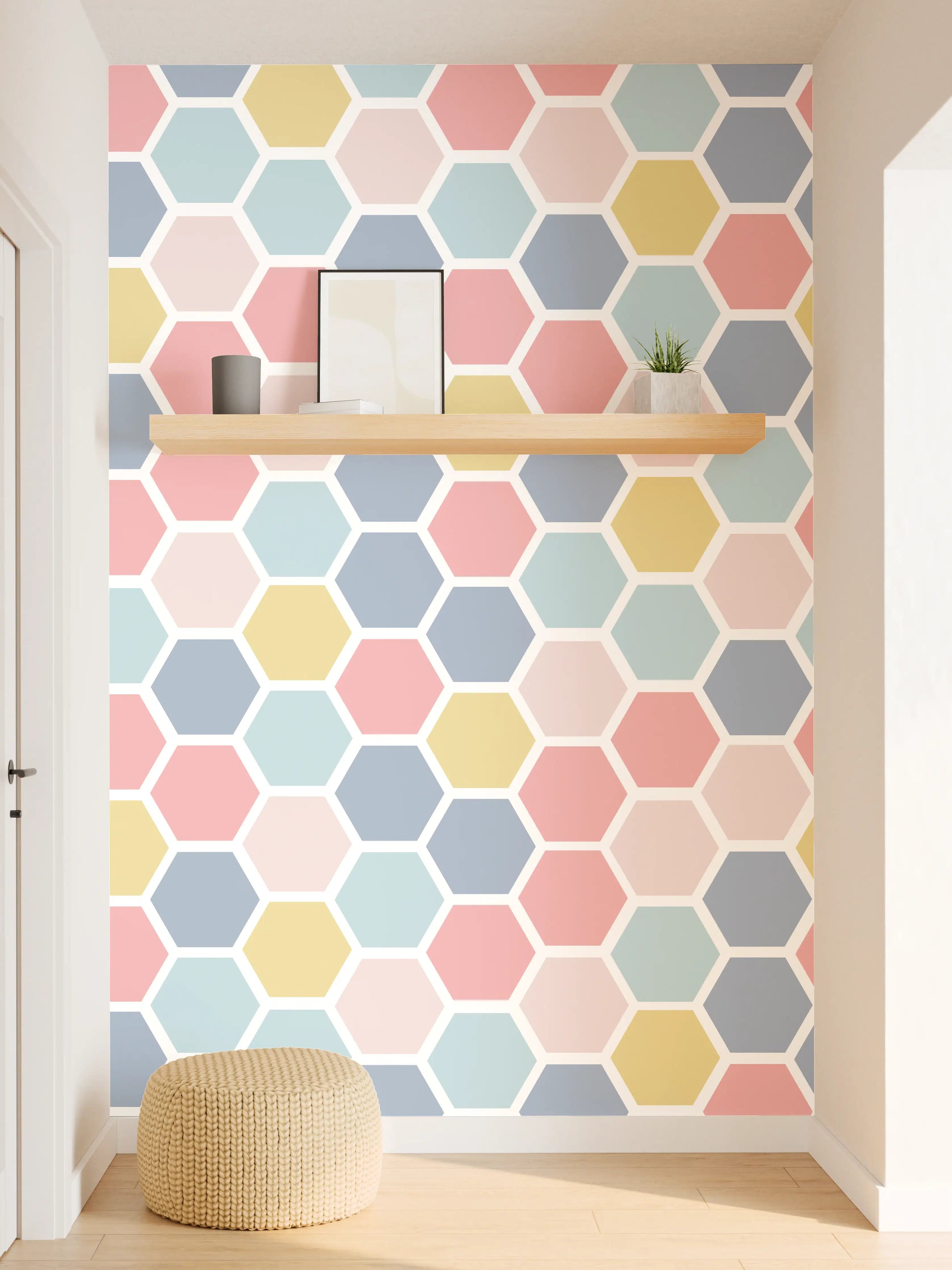 Wandverkleidung Flur - Bunte Nordische Hexagon Muster
