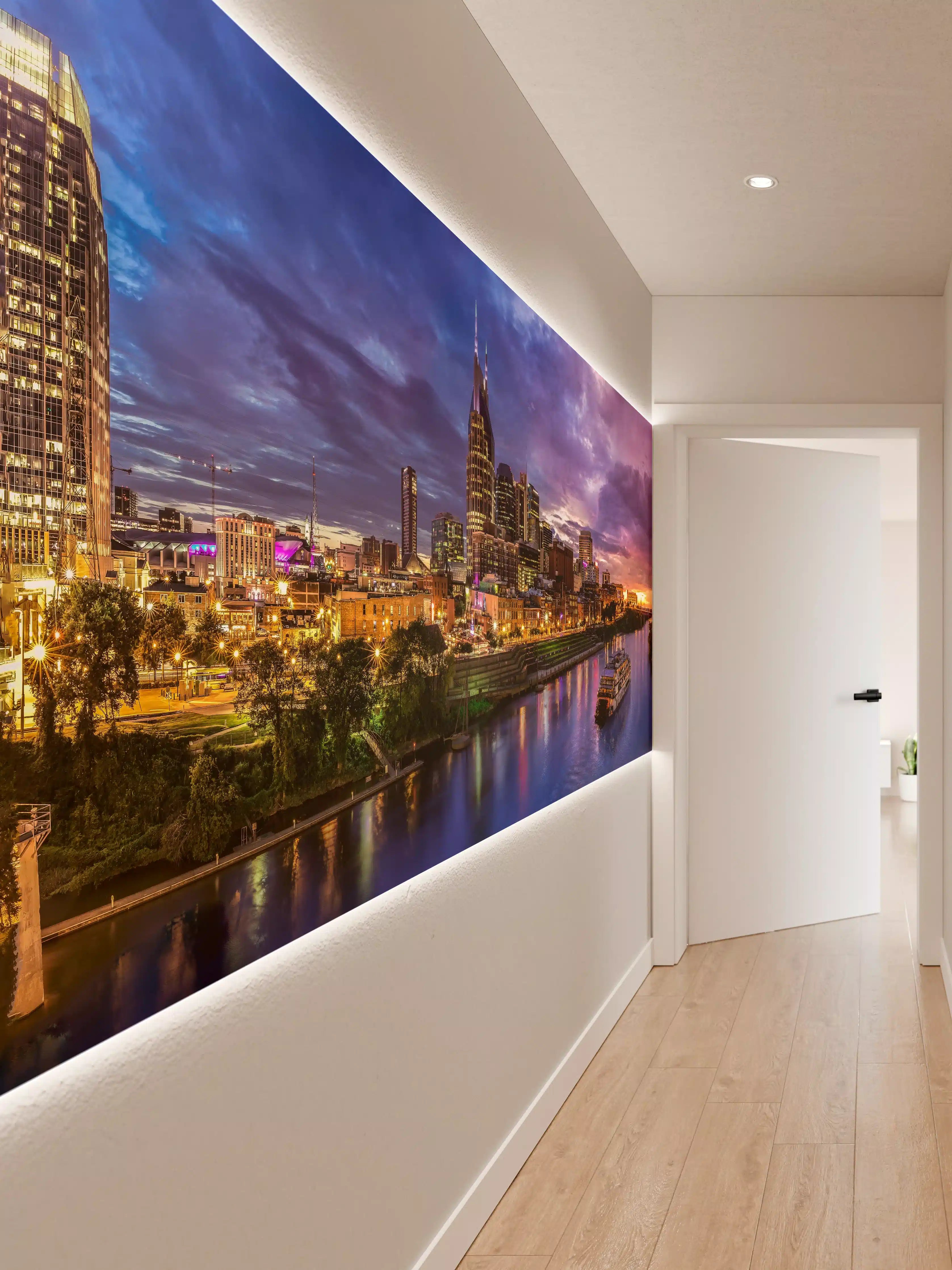 Wandverkleidung Flur - Bunte Skyline von Nashville
