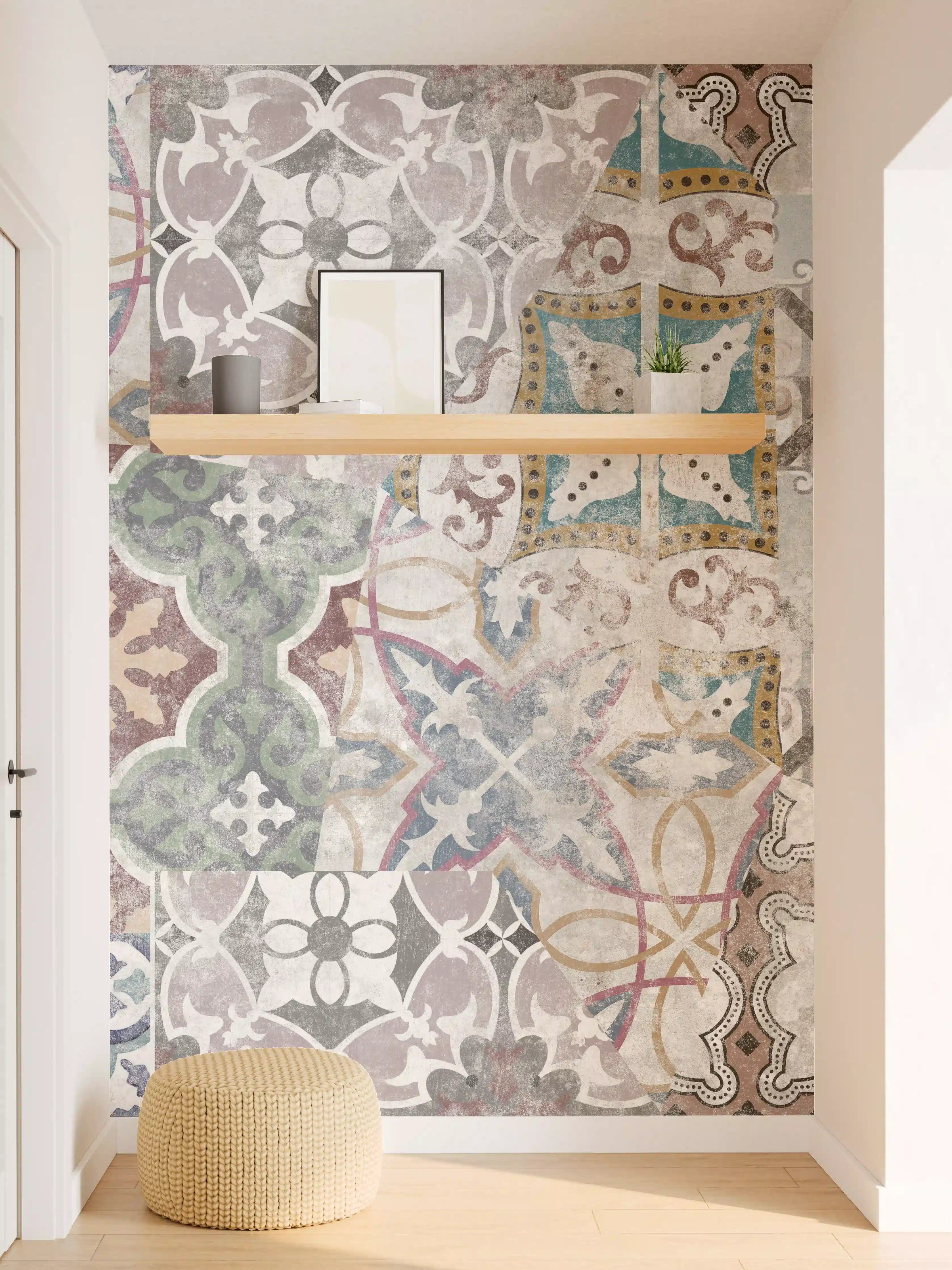 Wandverkleidung Flur - Bunte alte Retro-Wand Fliesen