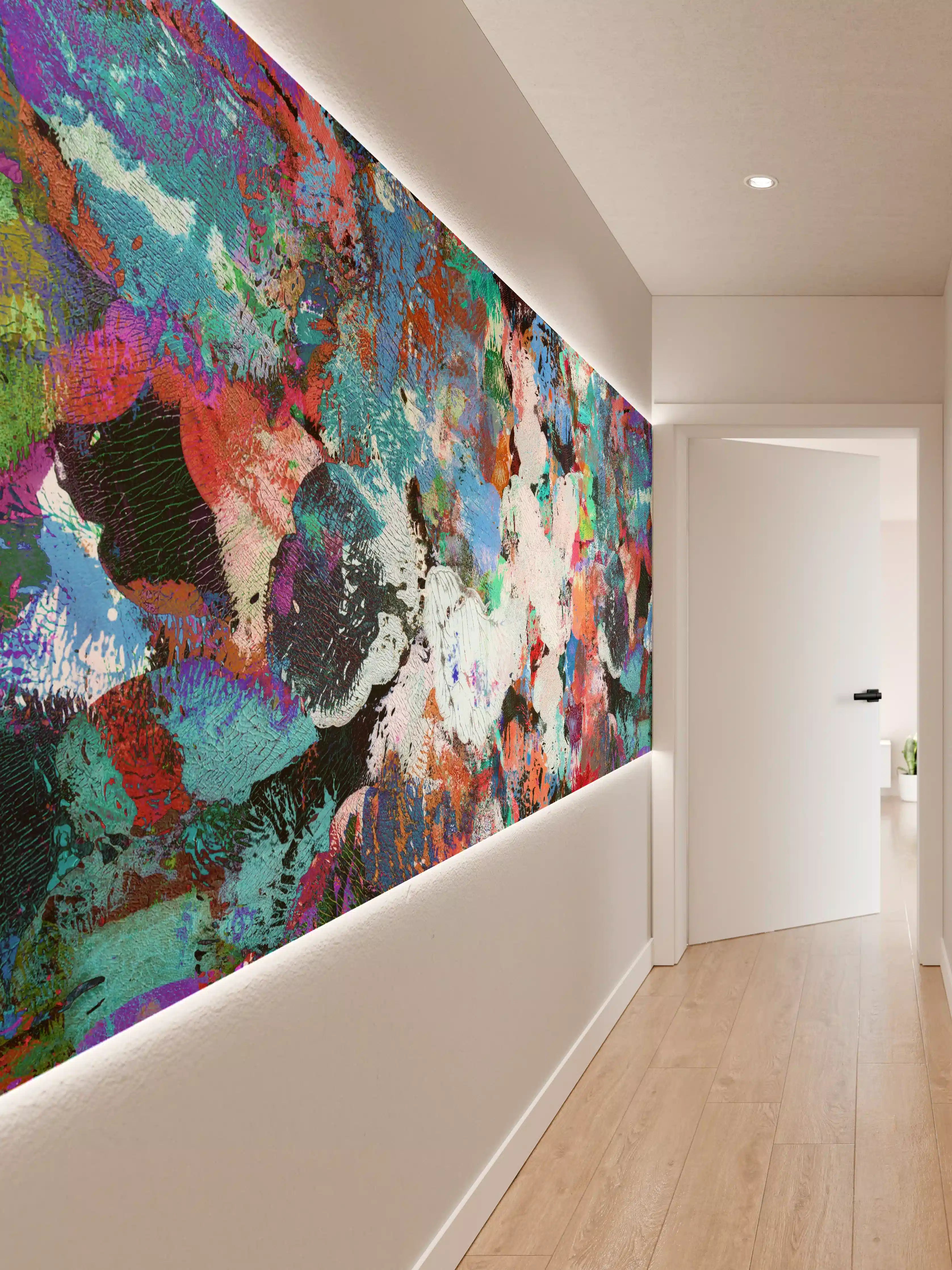 Wandverkleidung Flur - Bunte lebendige Kunst