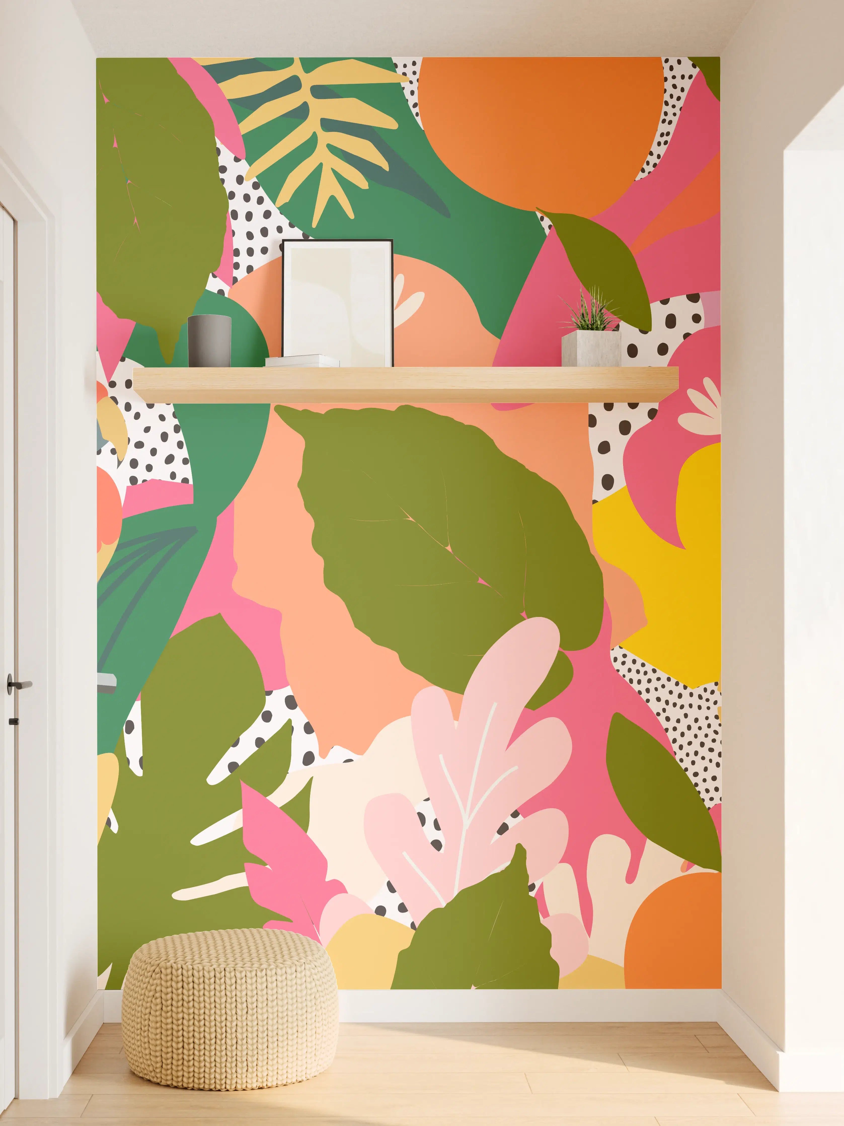 Wandverkleidung Flur - Bunter Dschungel Papagei