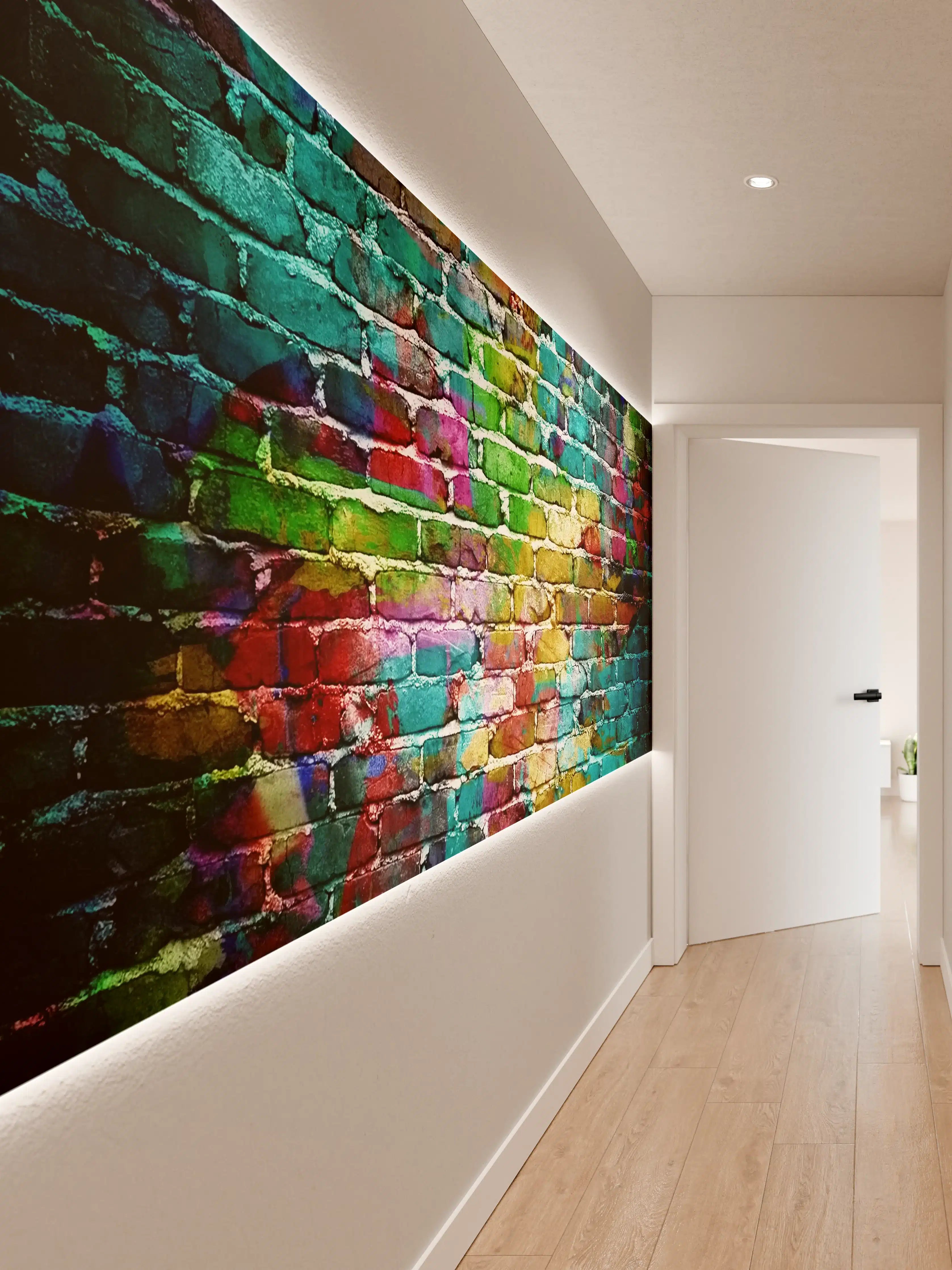 Wandverkleidung Flur - Bunter Graffiti-Wandkunst