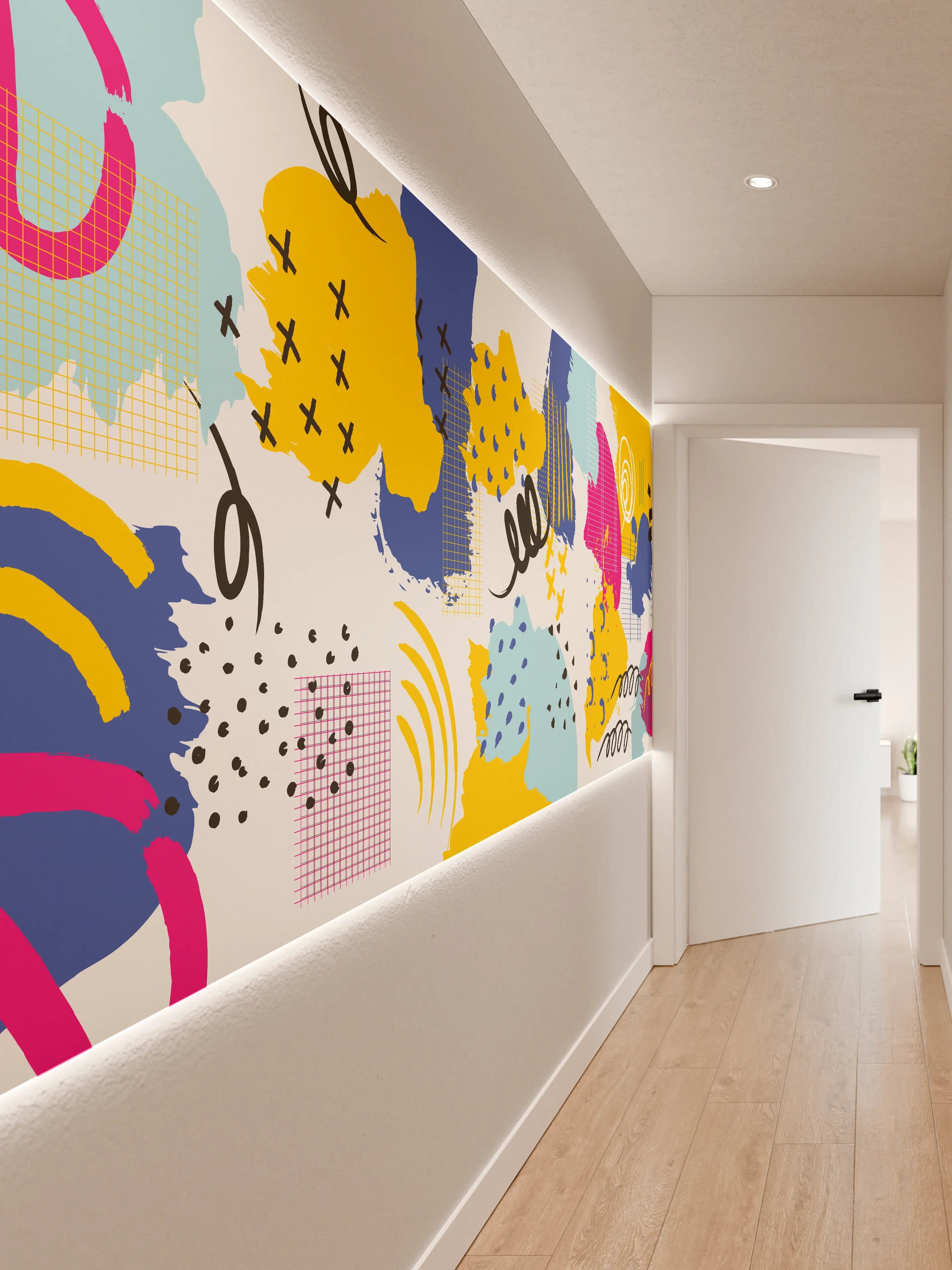 Wandverkleidung Flur - Buntes Abstrakt-Muster Design