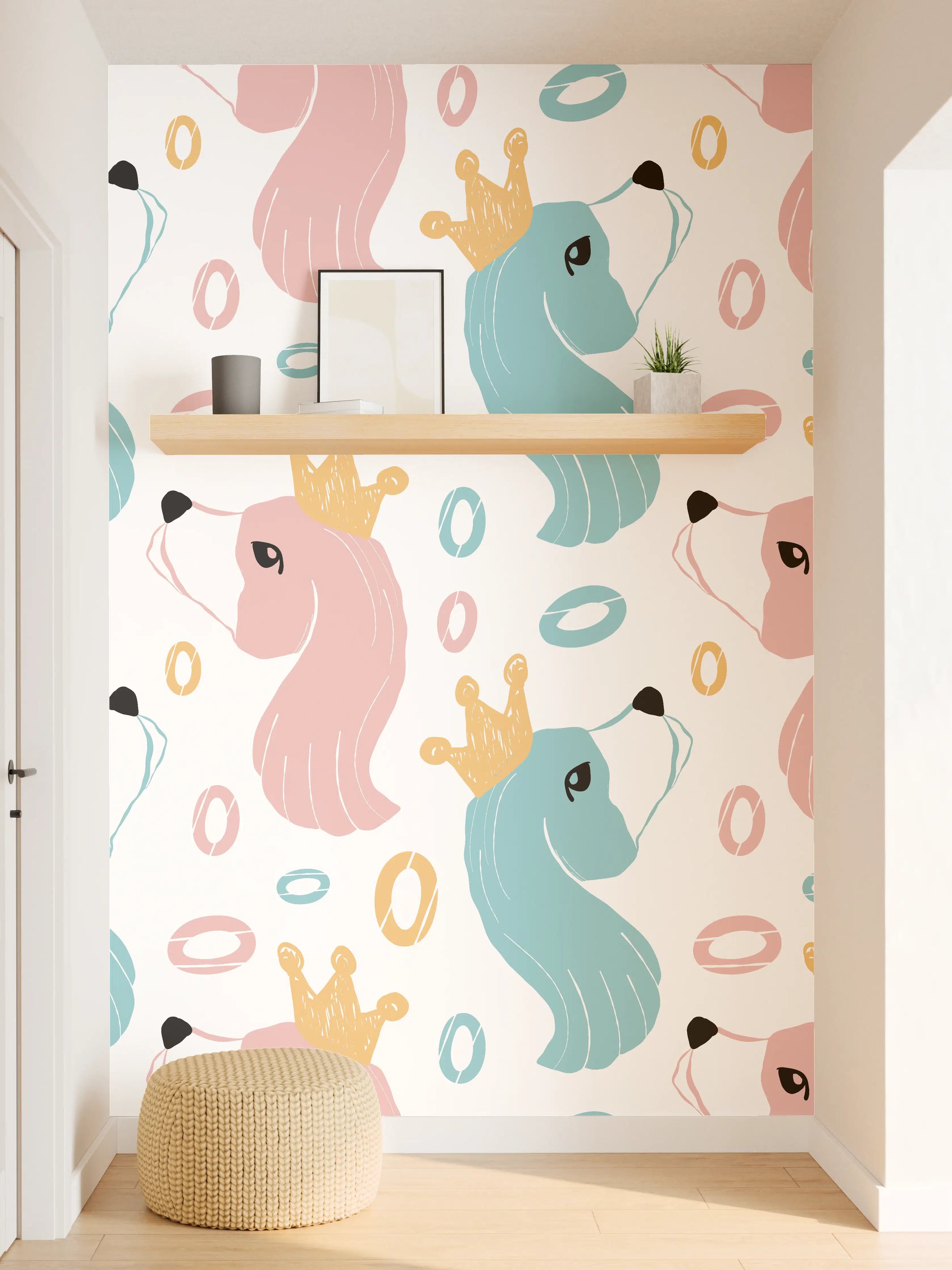 Wandverkleidung Flur - Buntes Einhorn-Muster