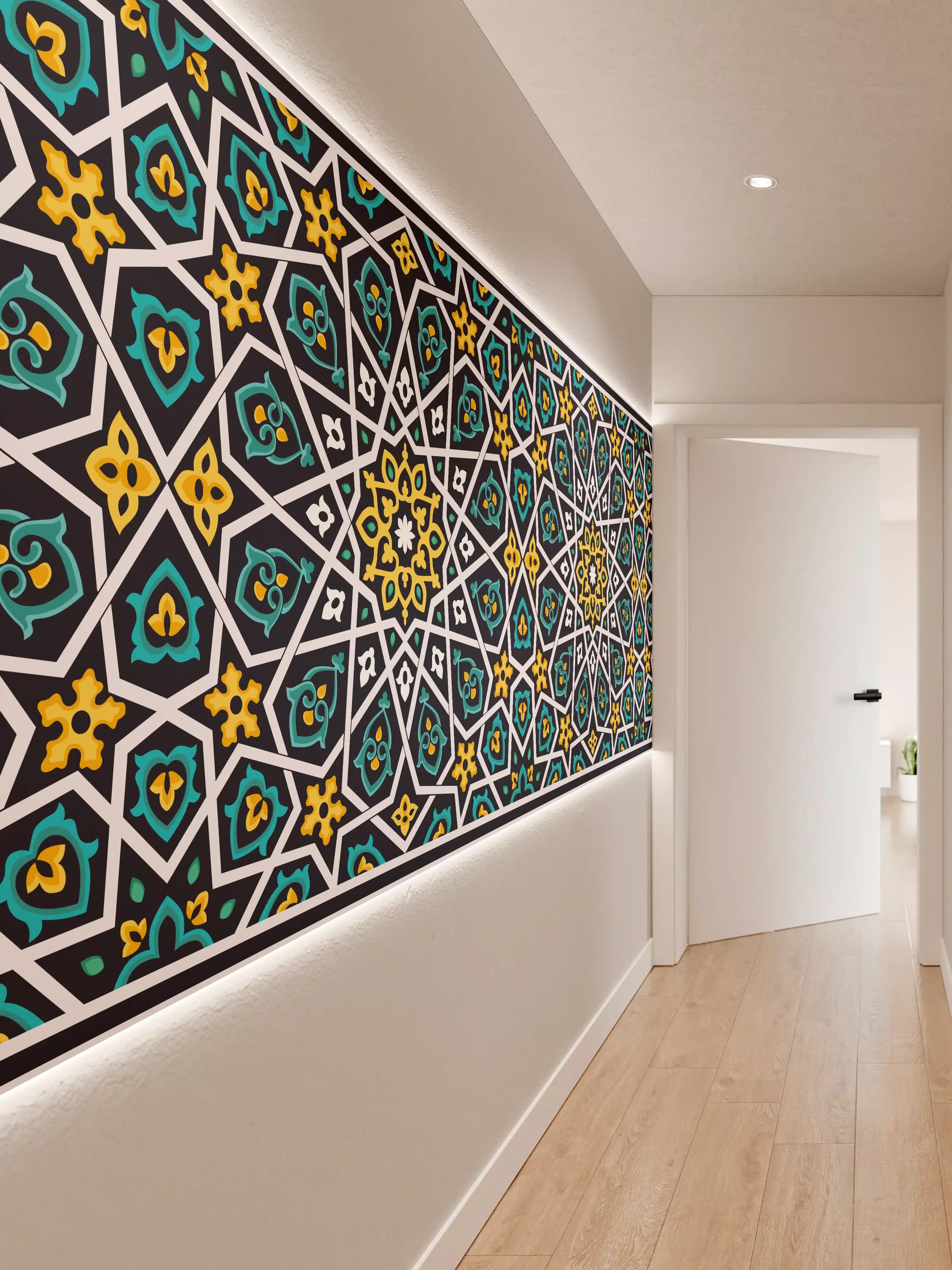 Wandverkleidung Flur - Buntes Ethno-Muster Design