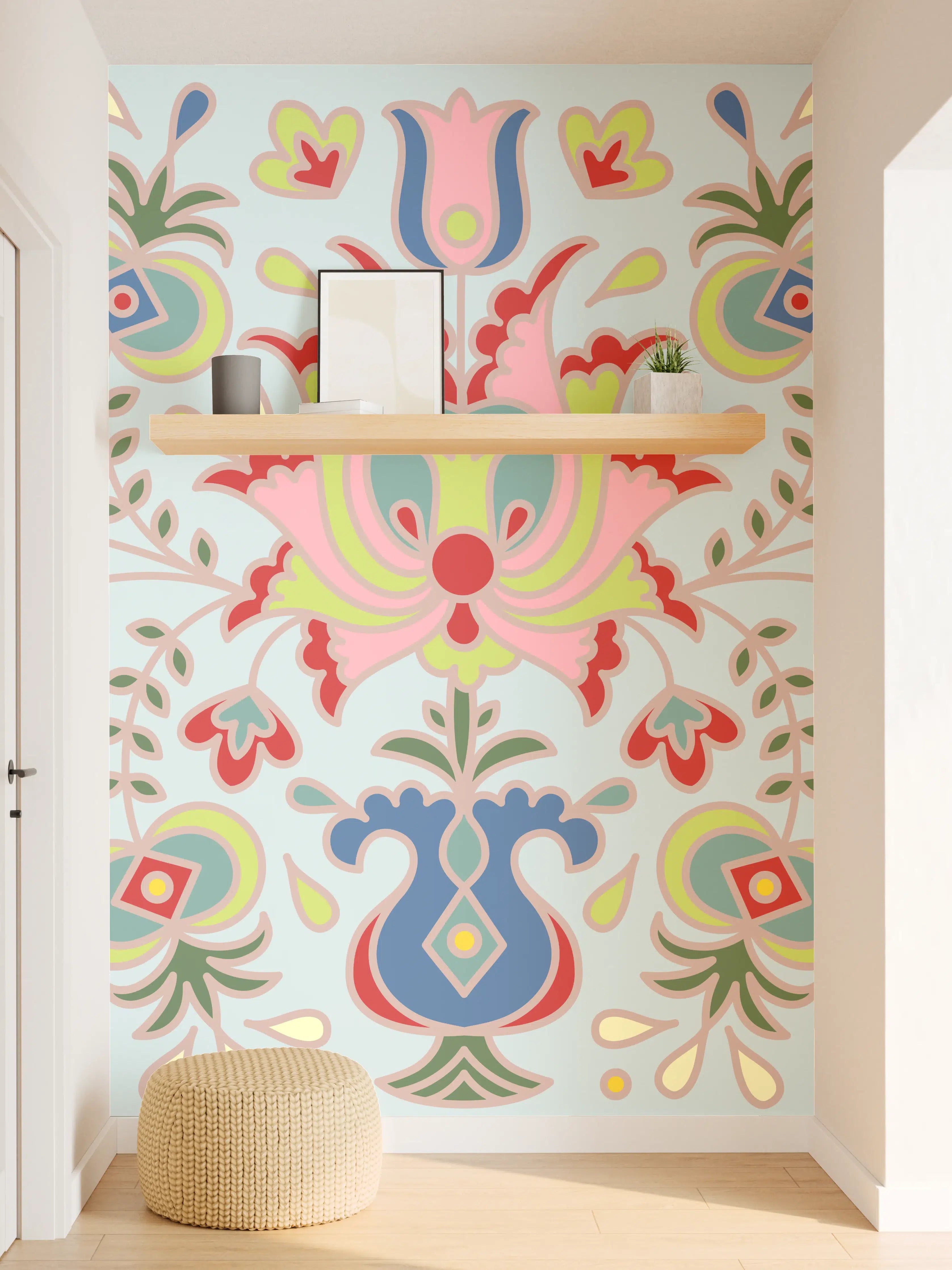 Wandverkleidung Flur - Buntes Floral-Print-Muster