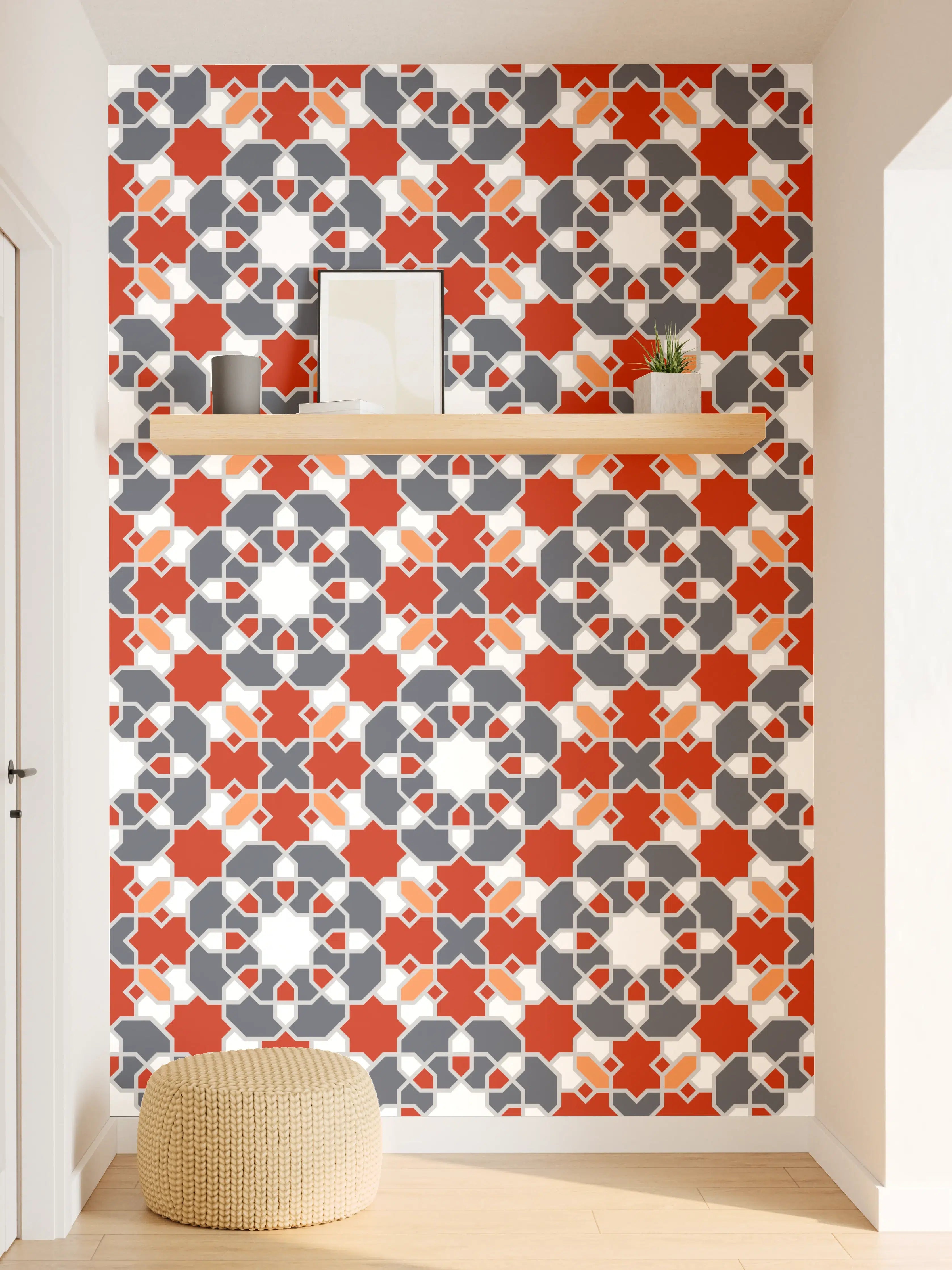 Wandverkleidung Flur - Buntes Geometrie-Muster