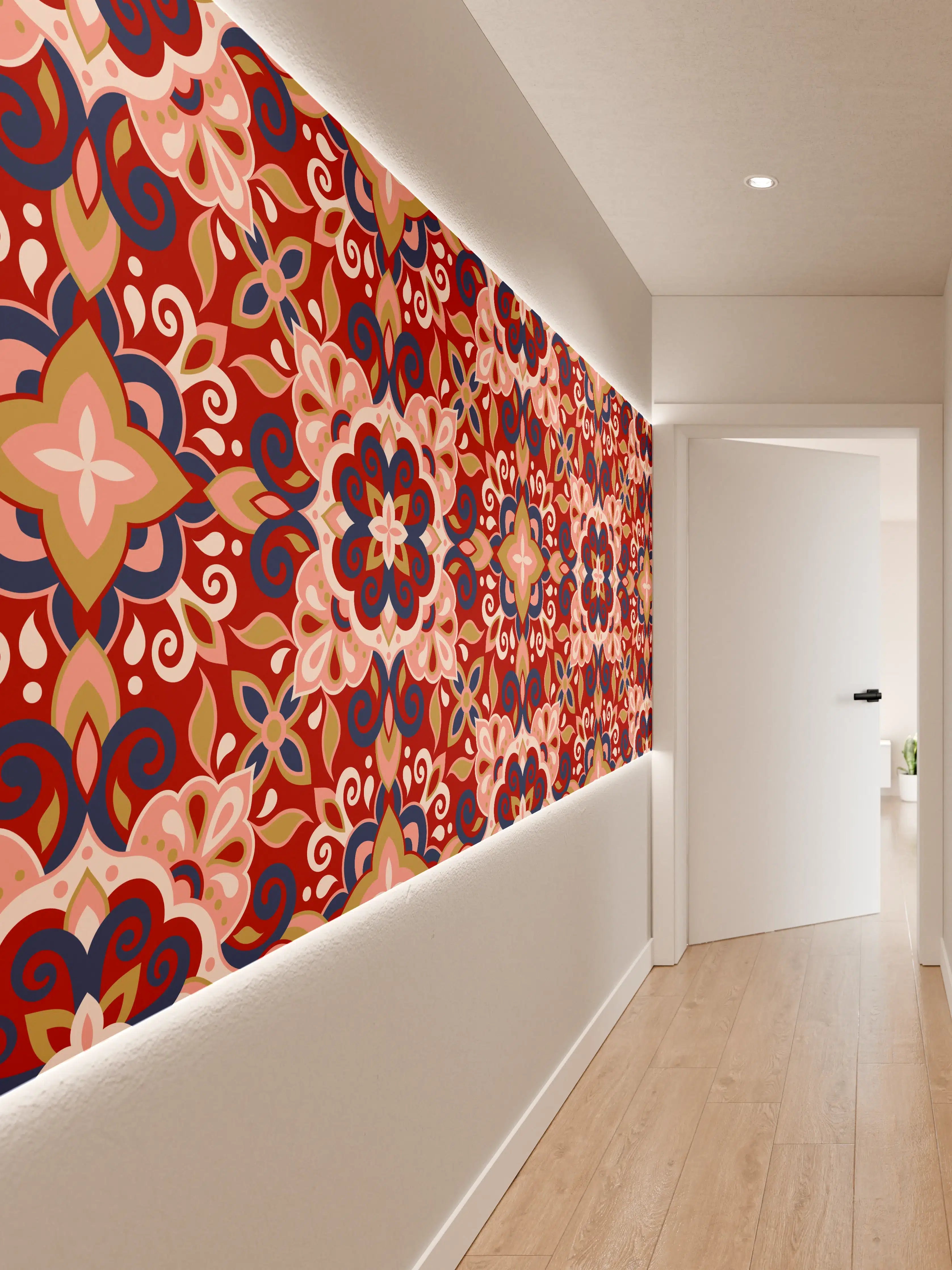 Wandverkleidung Flur - Buntes Muster Design Druck