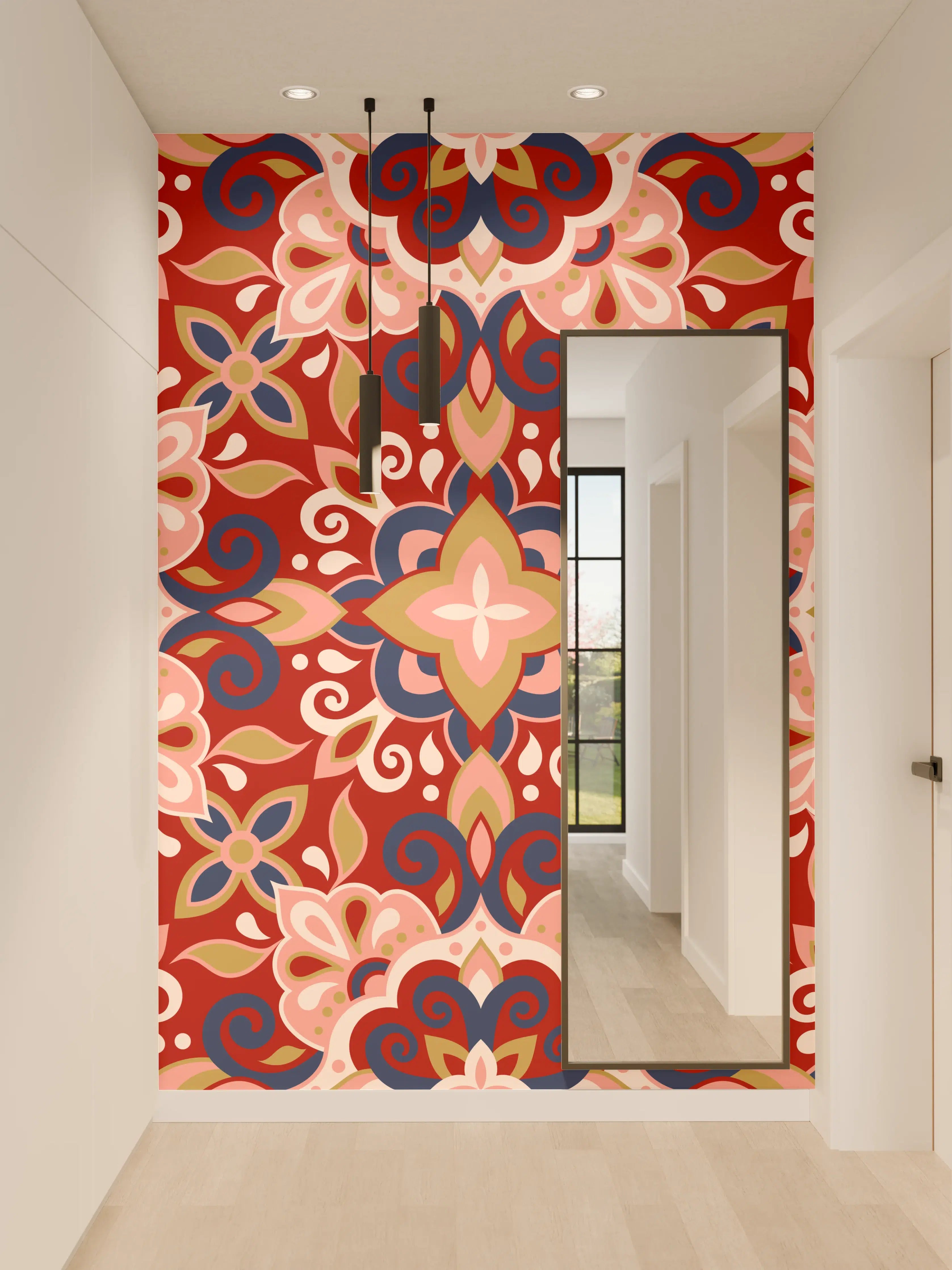 Wandverkleidung Flur - Buntes Muster Design Druck
