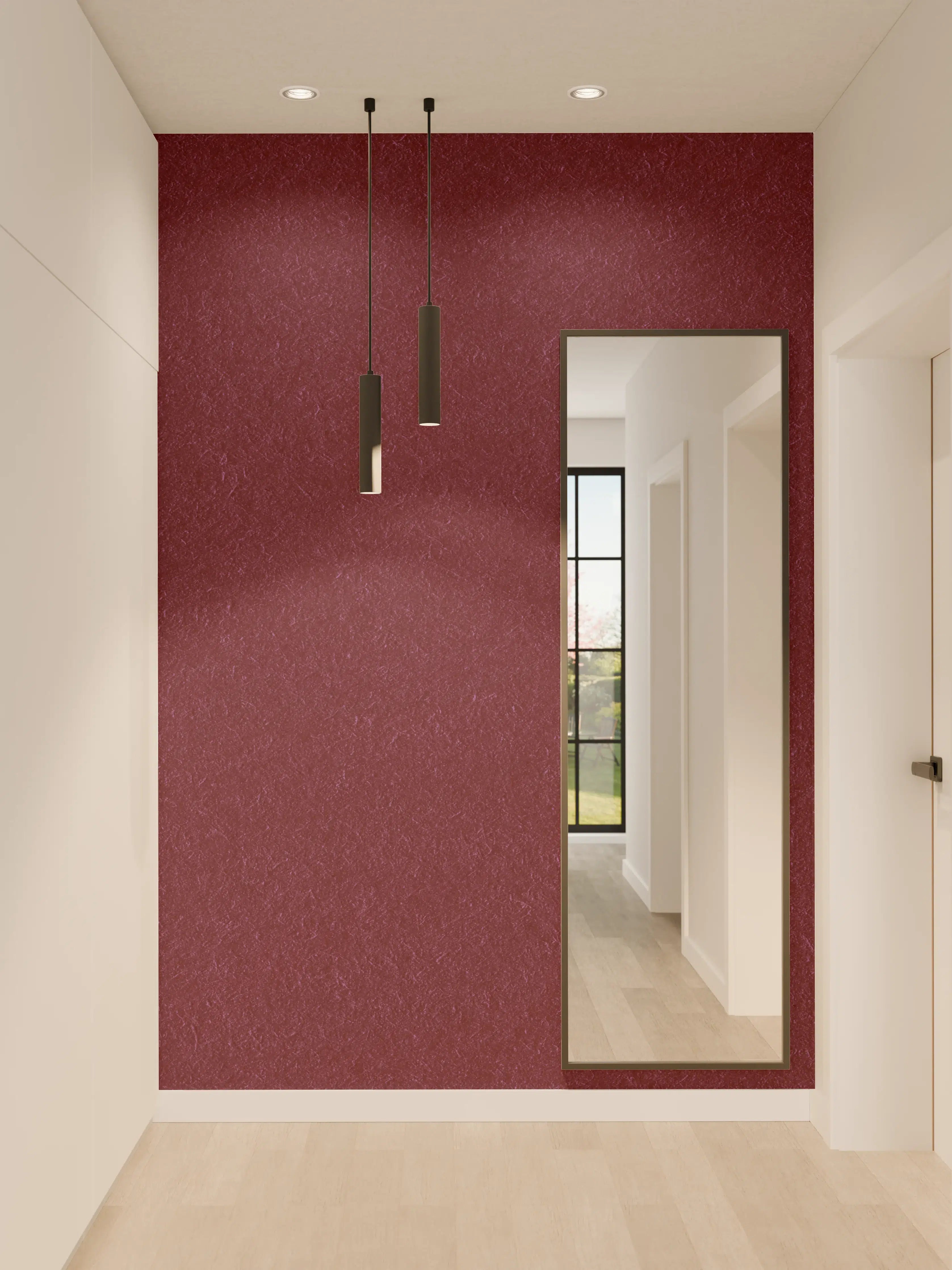 Wandverkleidung Flur - Burgunderroter Hintergrund