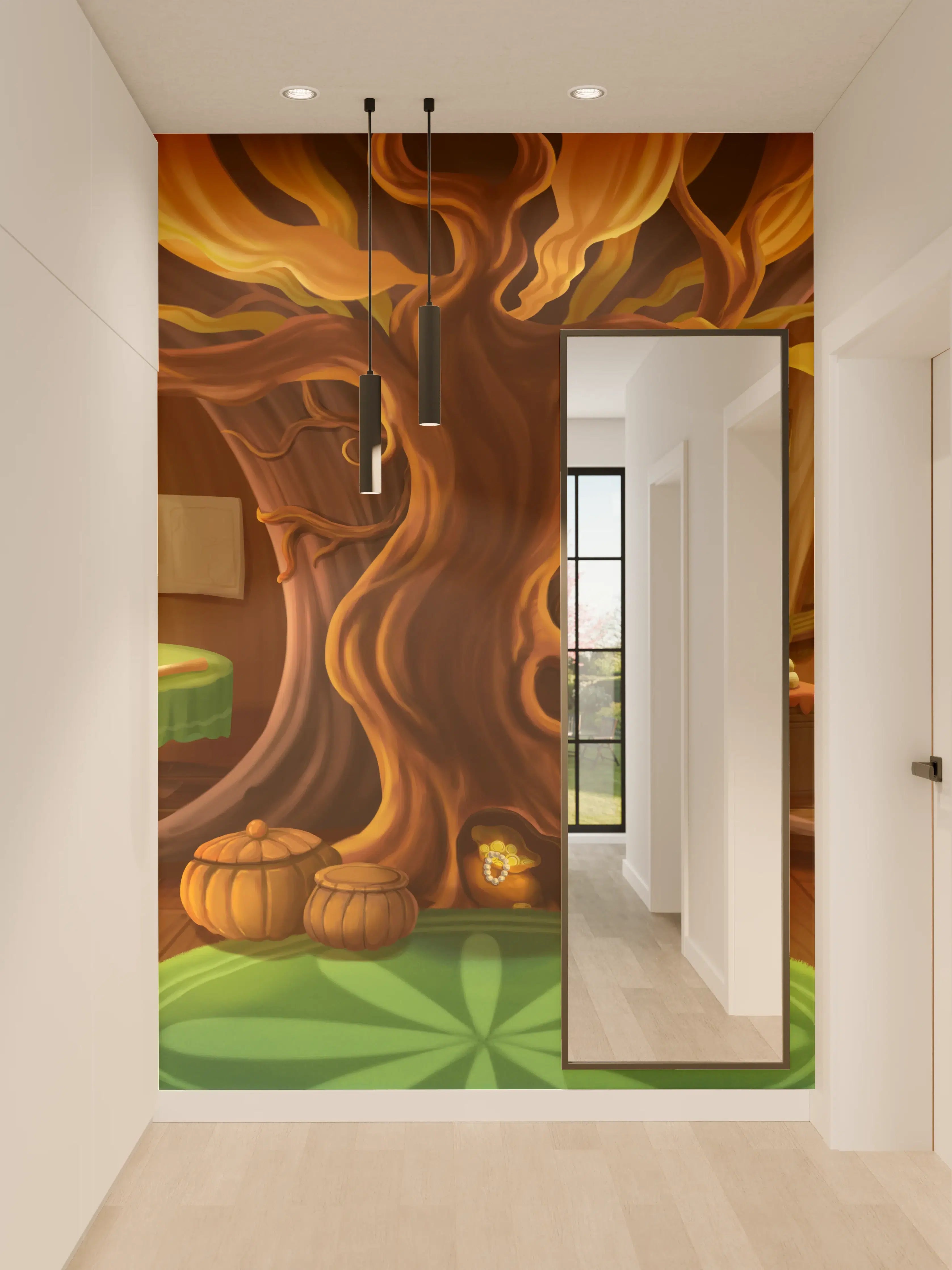 Wandverkleidung Flur - Cartoon Baumhaus