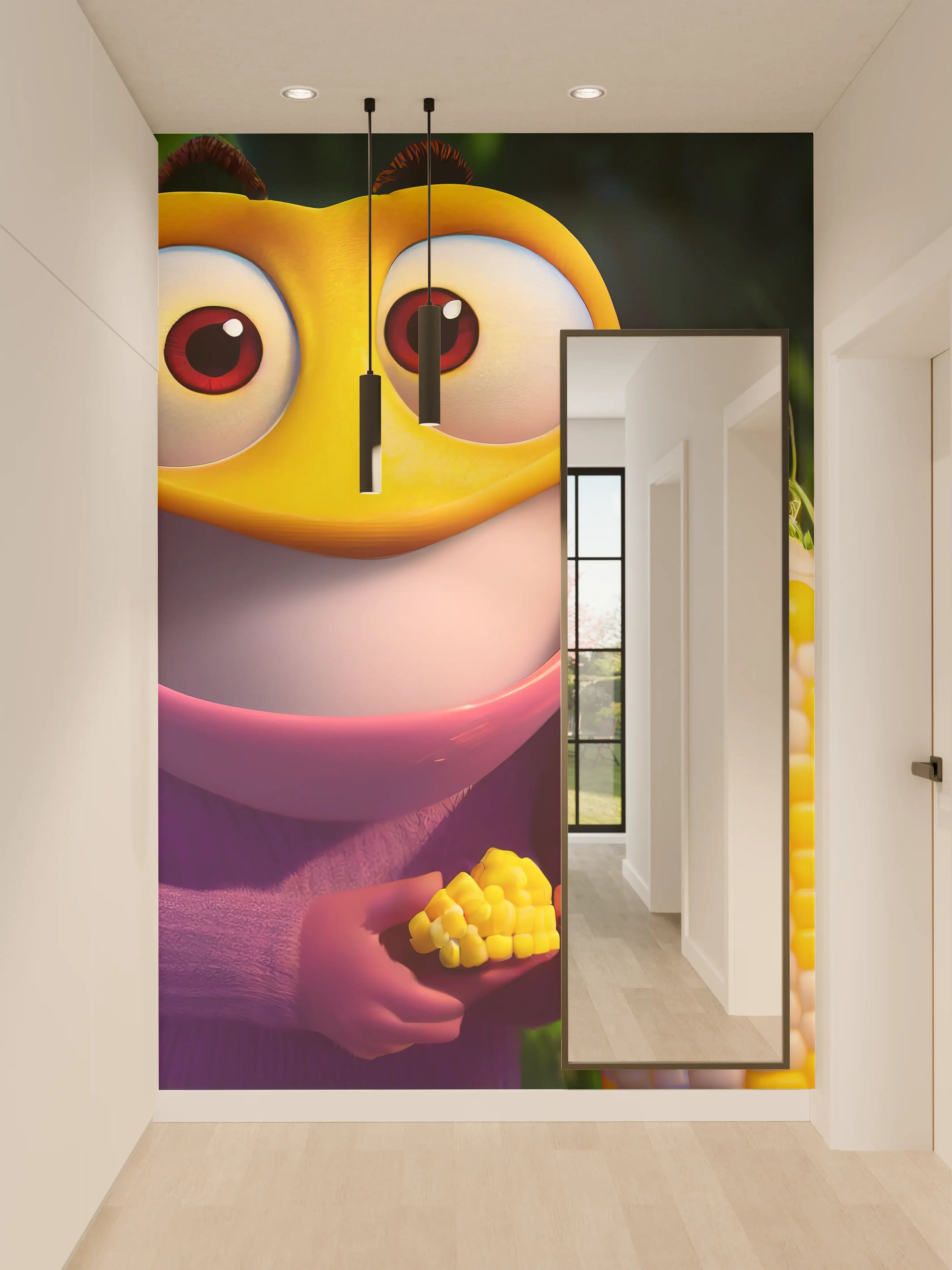 Wandverkleidung Flur - Cartoon Character mit Maiskolben