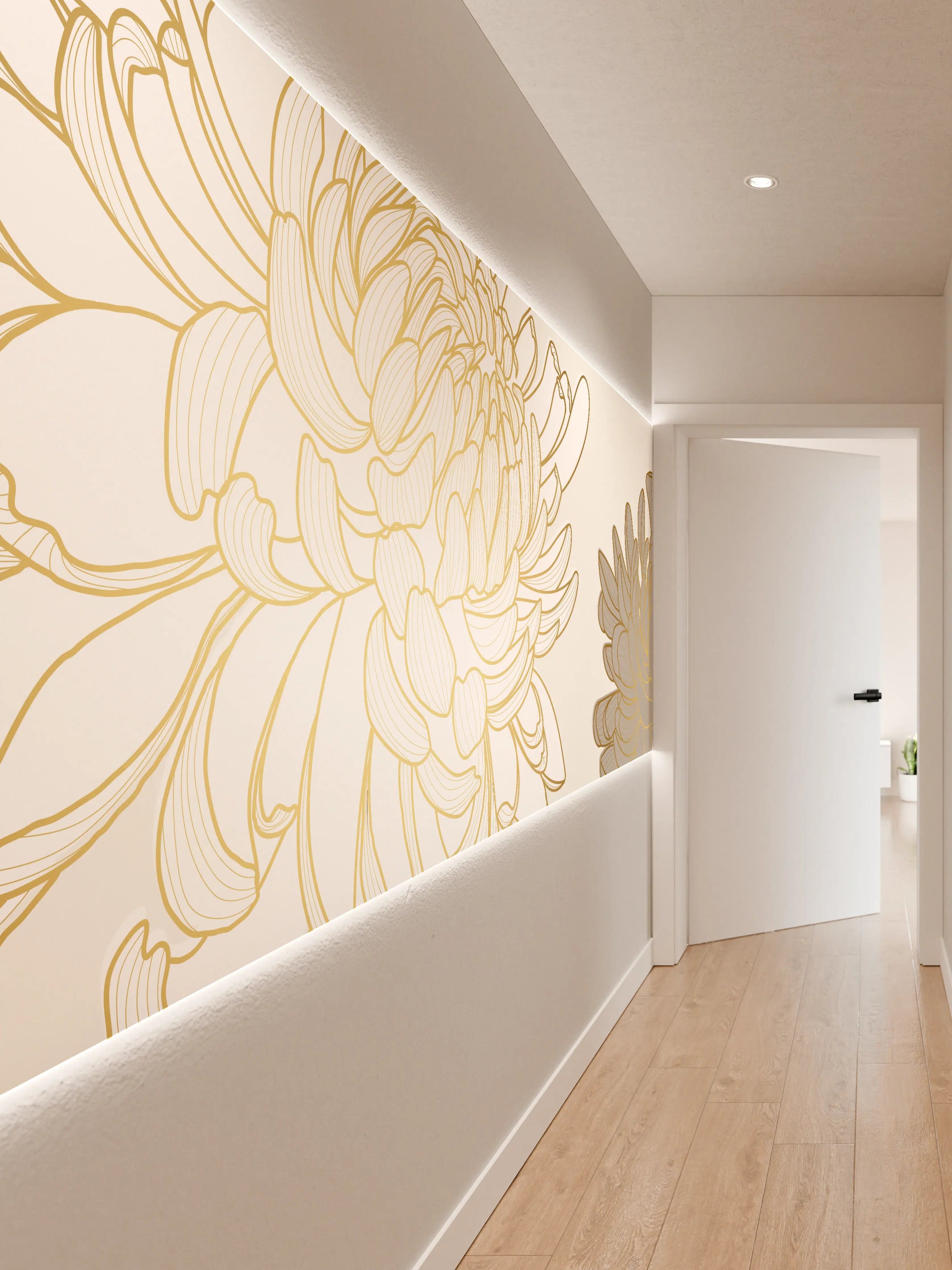Wandverkleidung Flur - Chic Cream Floral Illustration