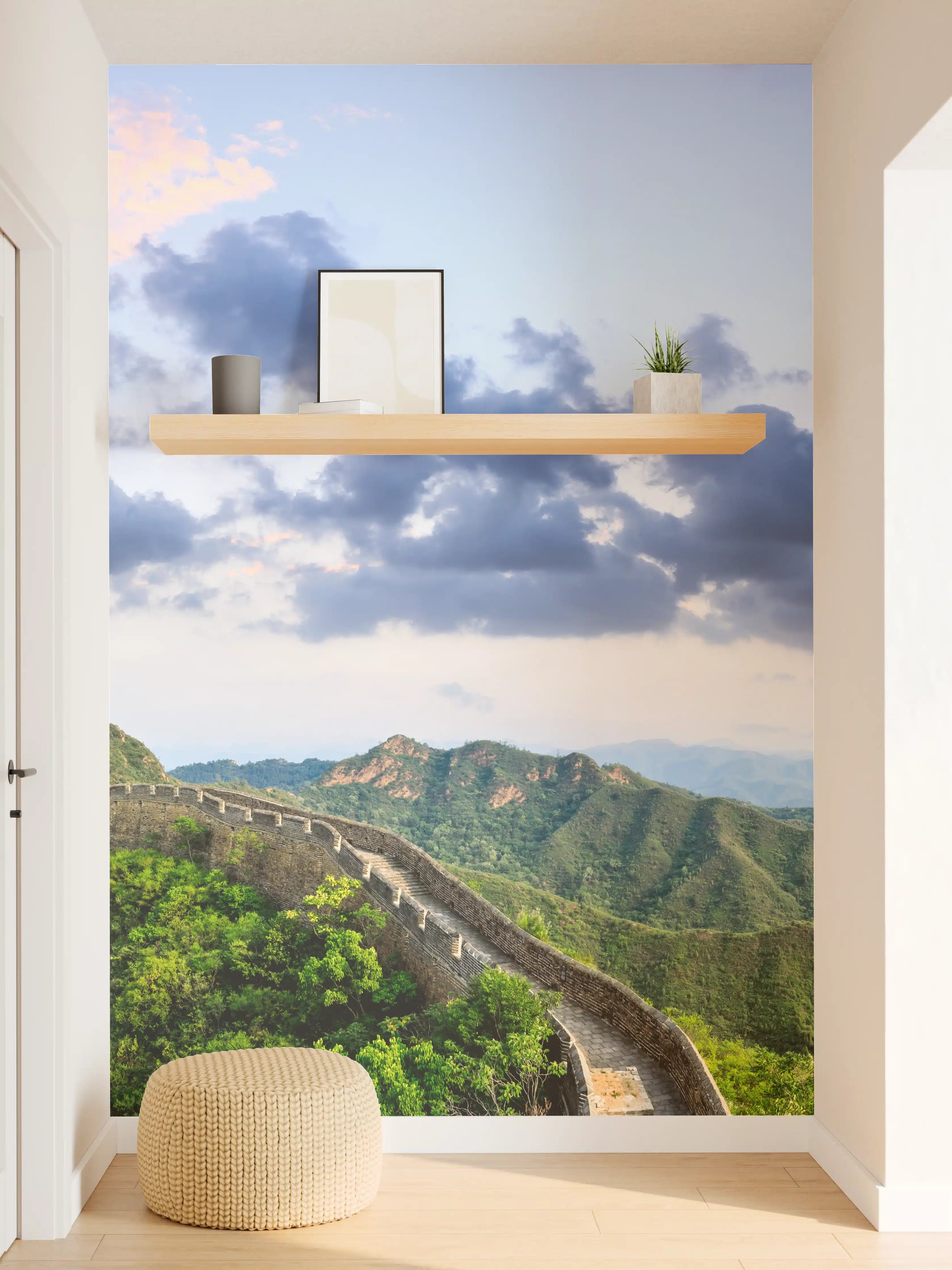 Wandverkleidung Flur - Chinesische Mauer Panorama Grün-Blau
