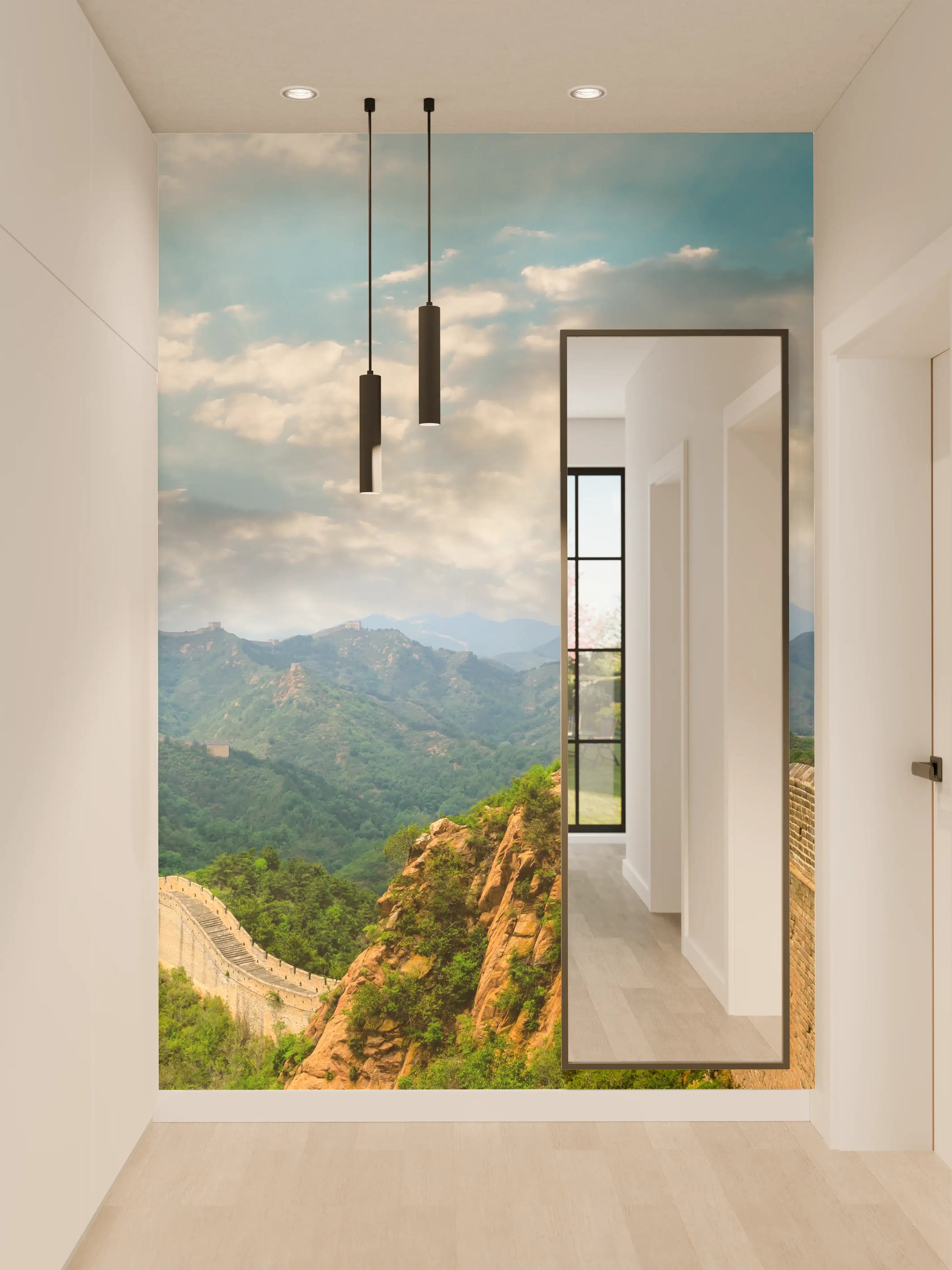Wandverkleidung Flur - Chinesische Mauer im Farbenspiel von Himmel und Natur