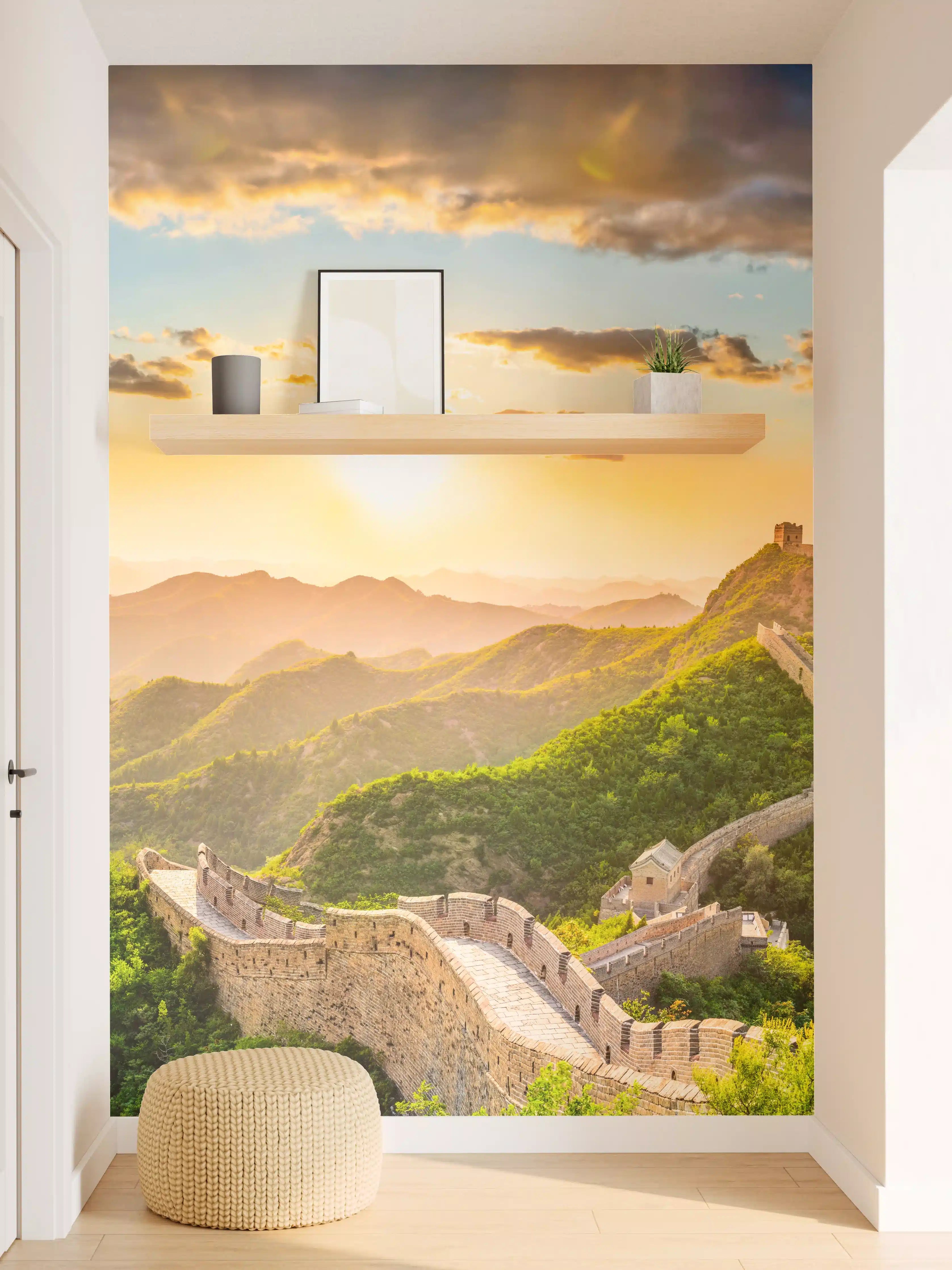 Wandverkleidung Flur - Chinesische Mauer im Sonnenuntergang
