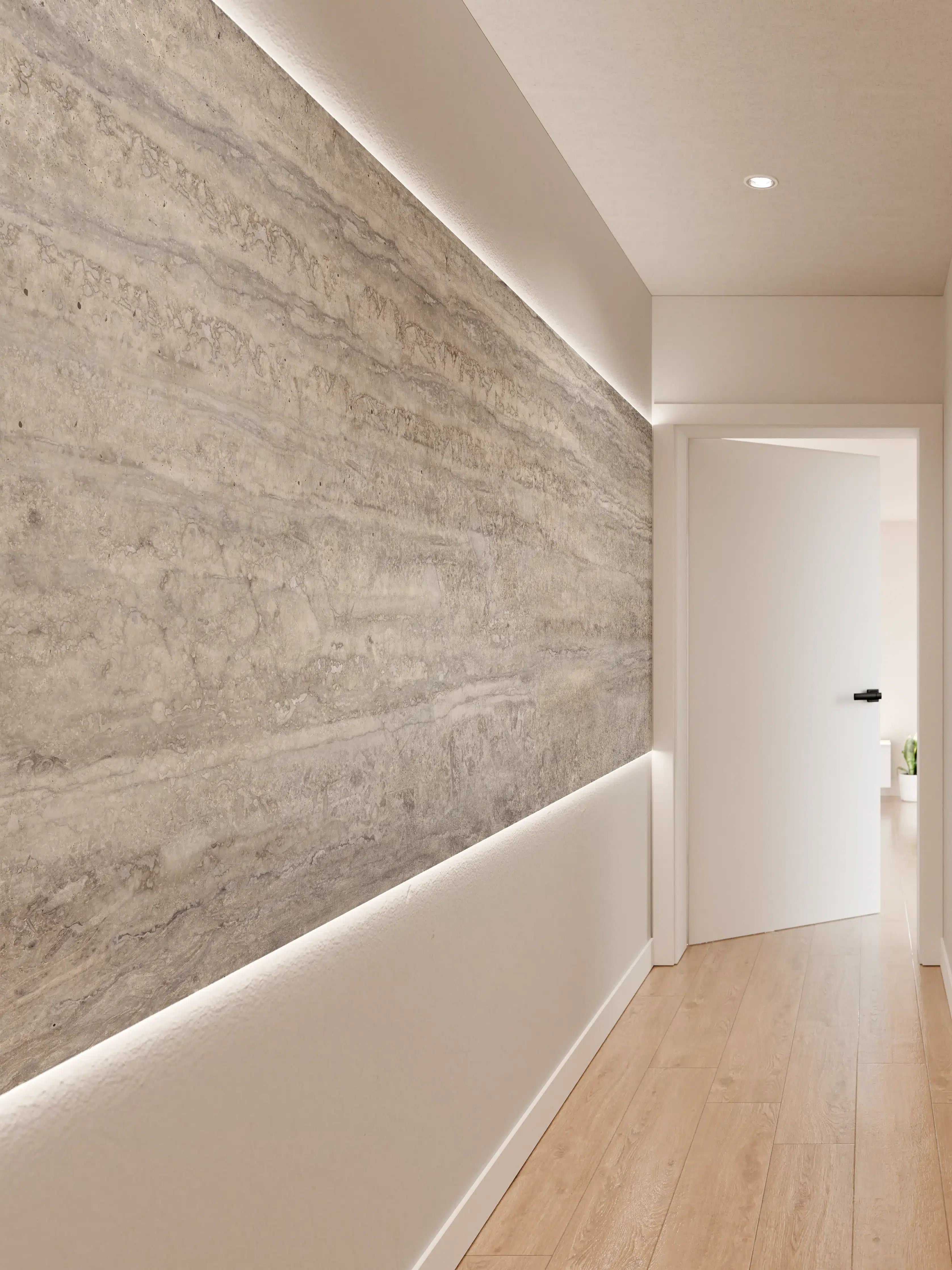 Wandverkleidung Flur - Dezenter Travertin Marmor