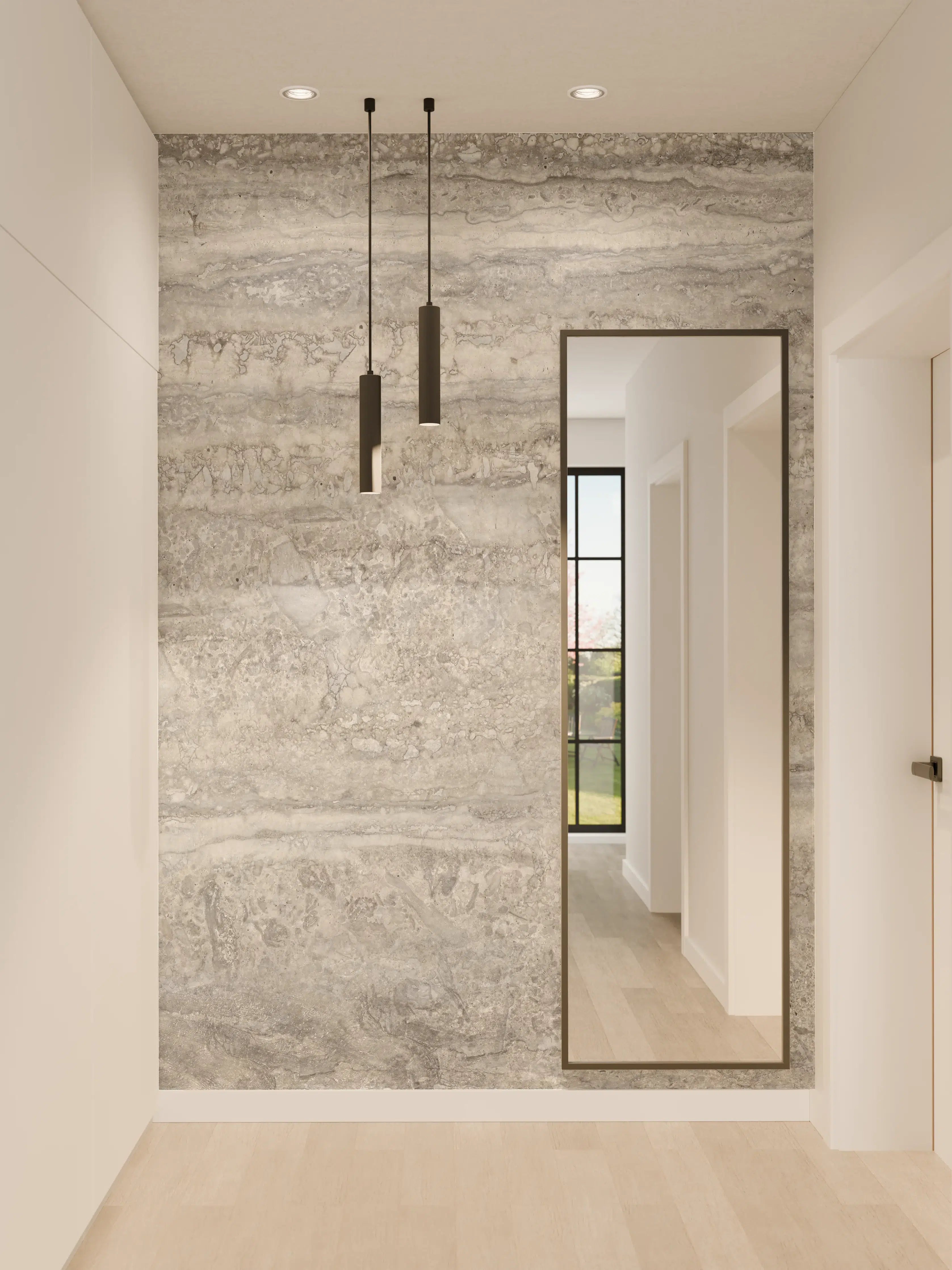 Wandverkleidung Flur - Dezenter Travertin Marmor