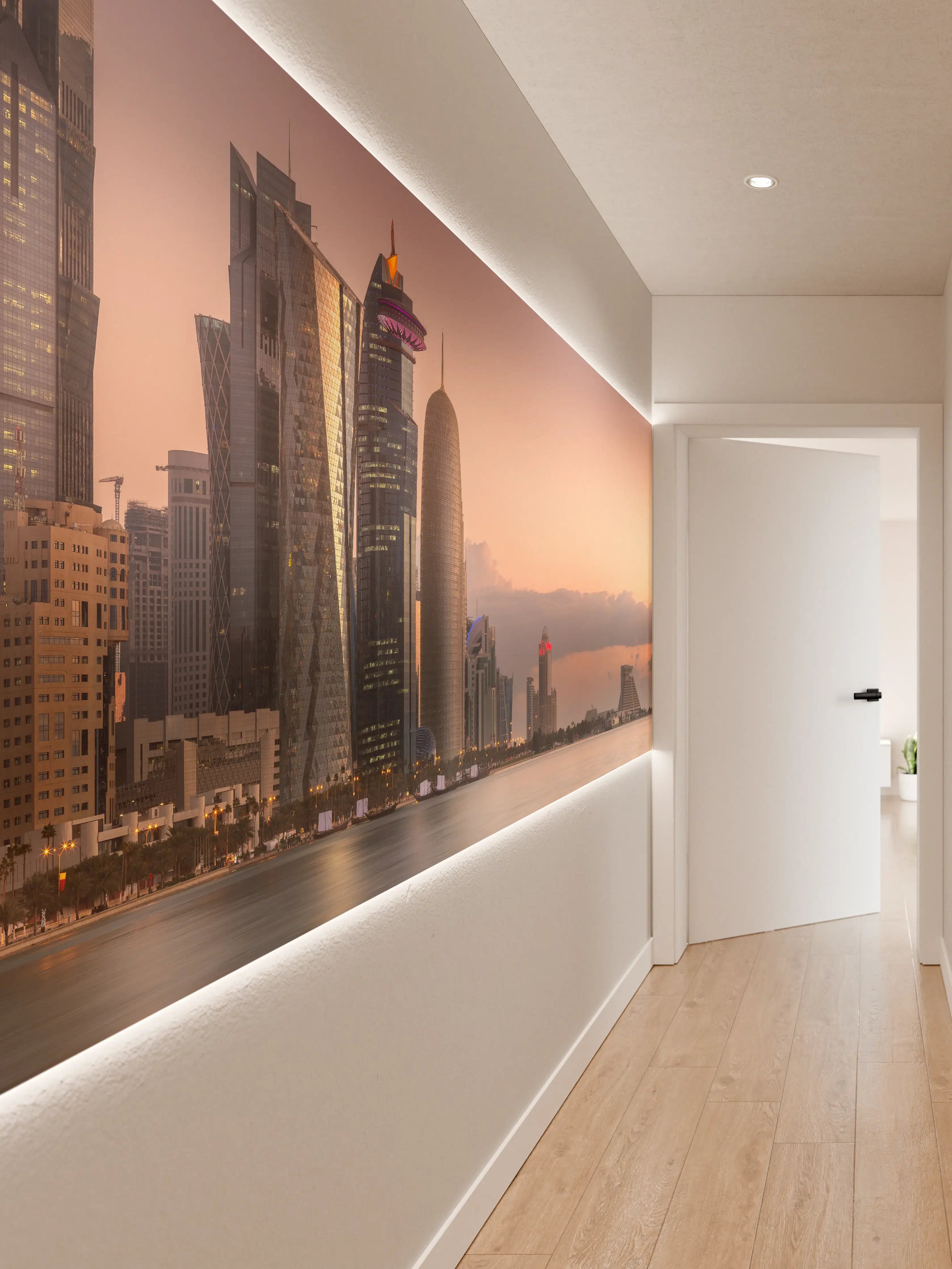 Wandverkleidung Flur - Die Skyline von West Bay und Doha City