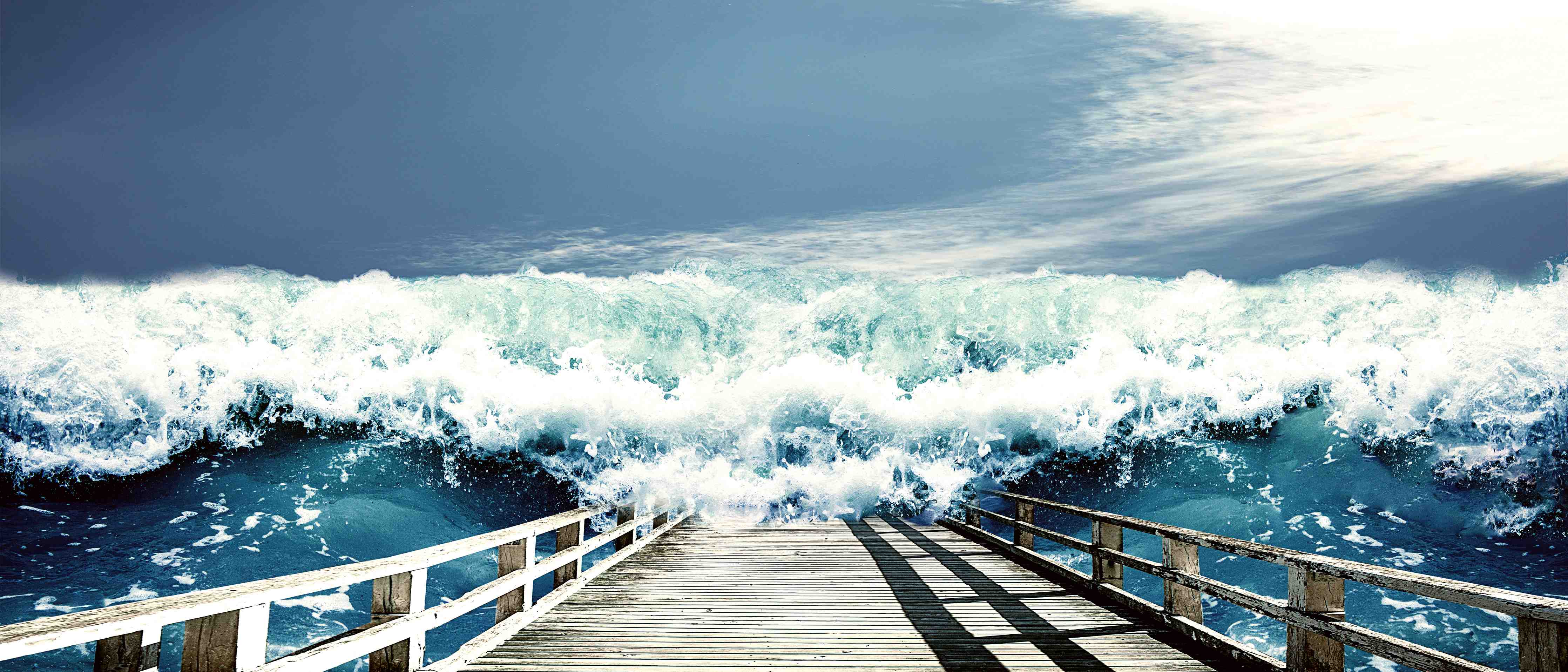 Wandverkleidung Flur-Dramatischer Meeresblick mit Steg