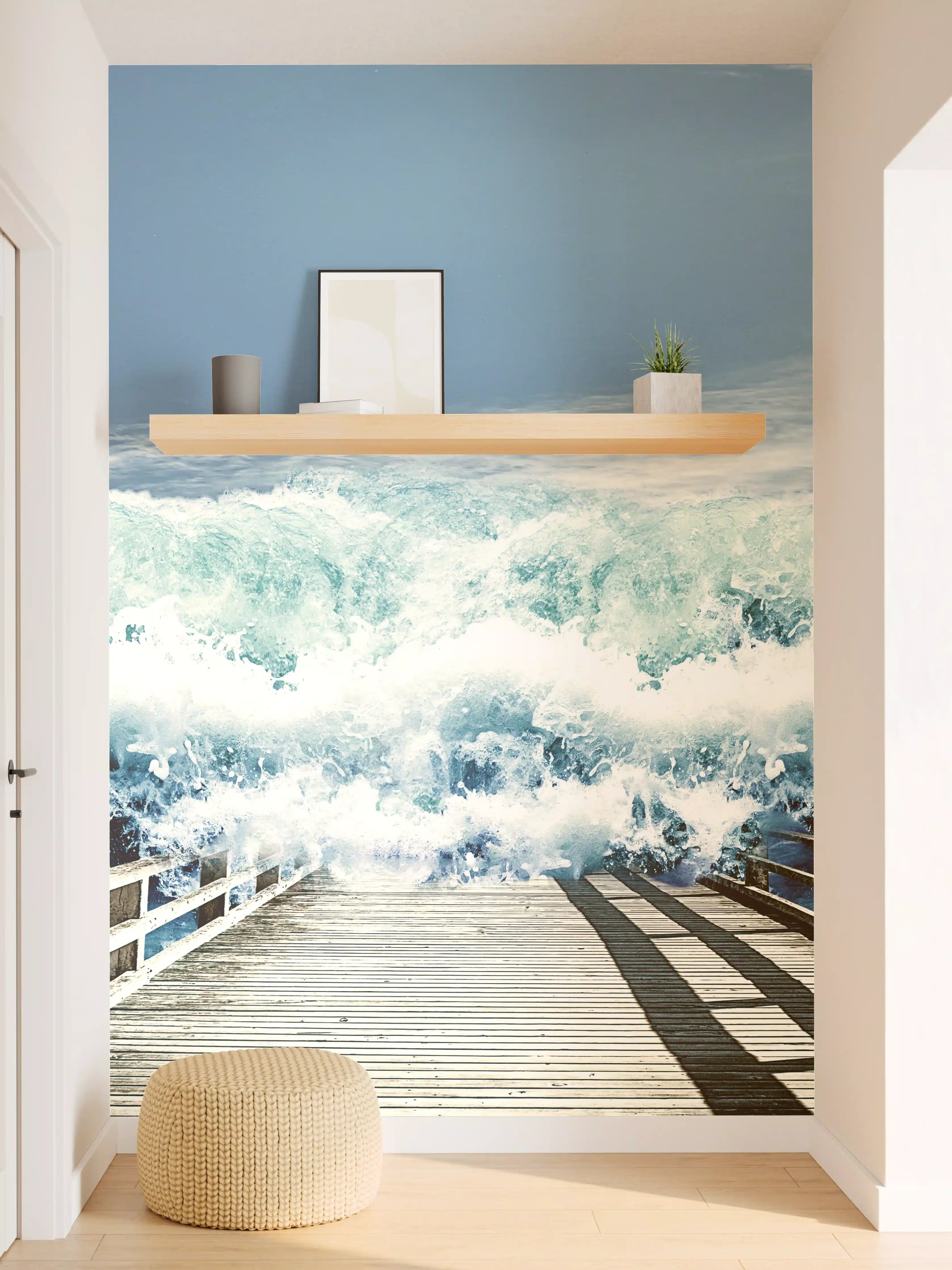 Wandverkleidung Flur - Dramatischer Meeresblick mit Steg