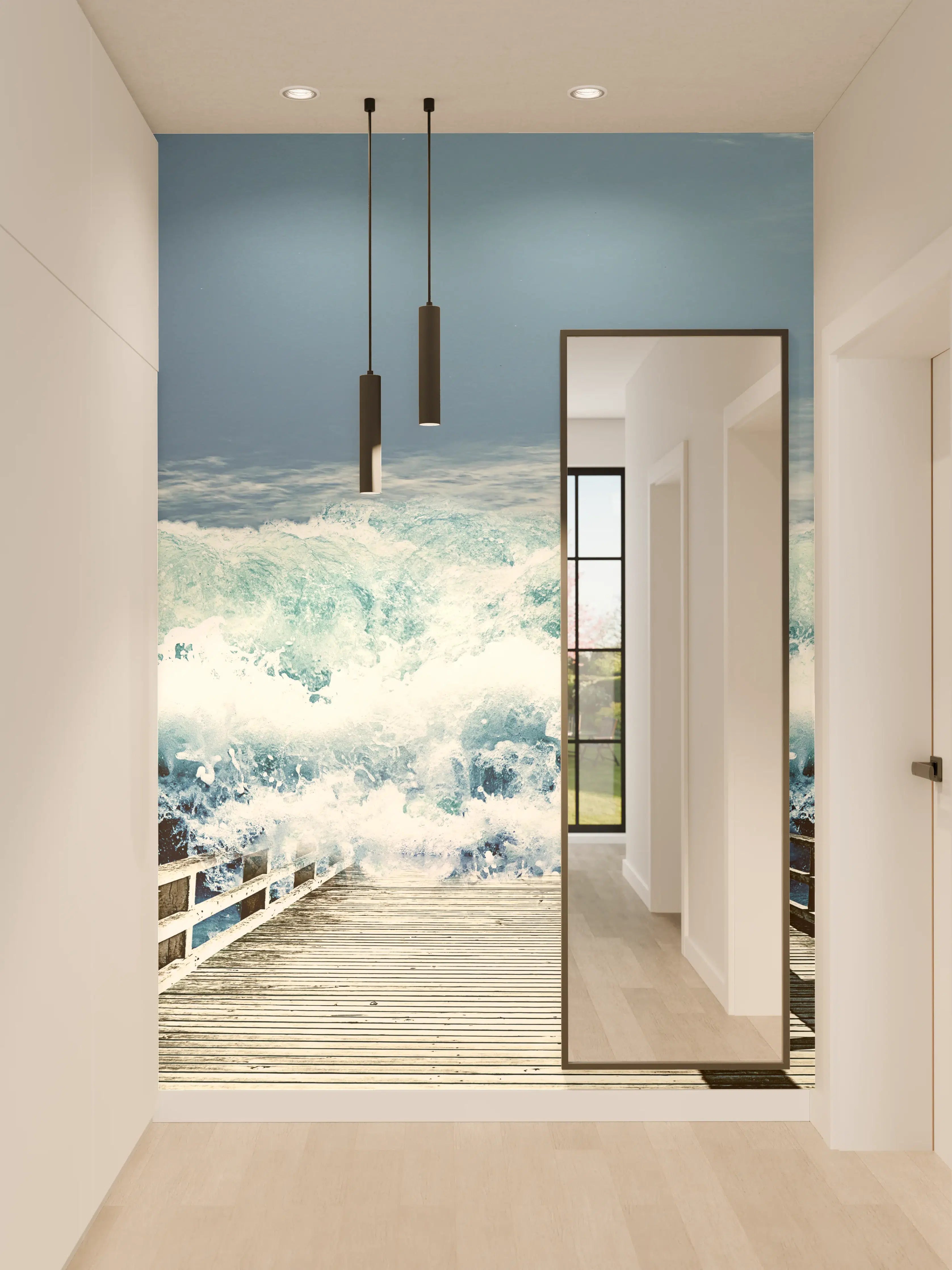 Wandverkleidung Flur - Dramatischer Meeresblick mit Steg